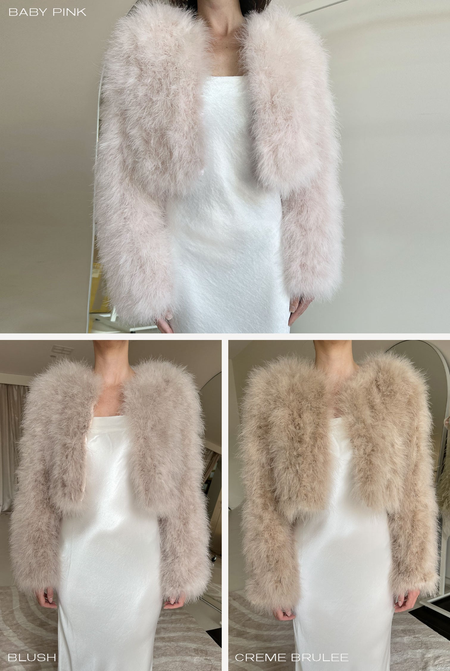 bubish Manhattan Crop Feather Jacket Creme Brulee JACKET