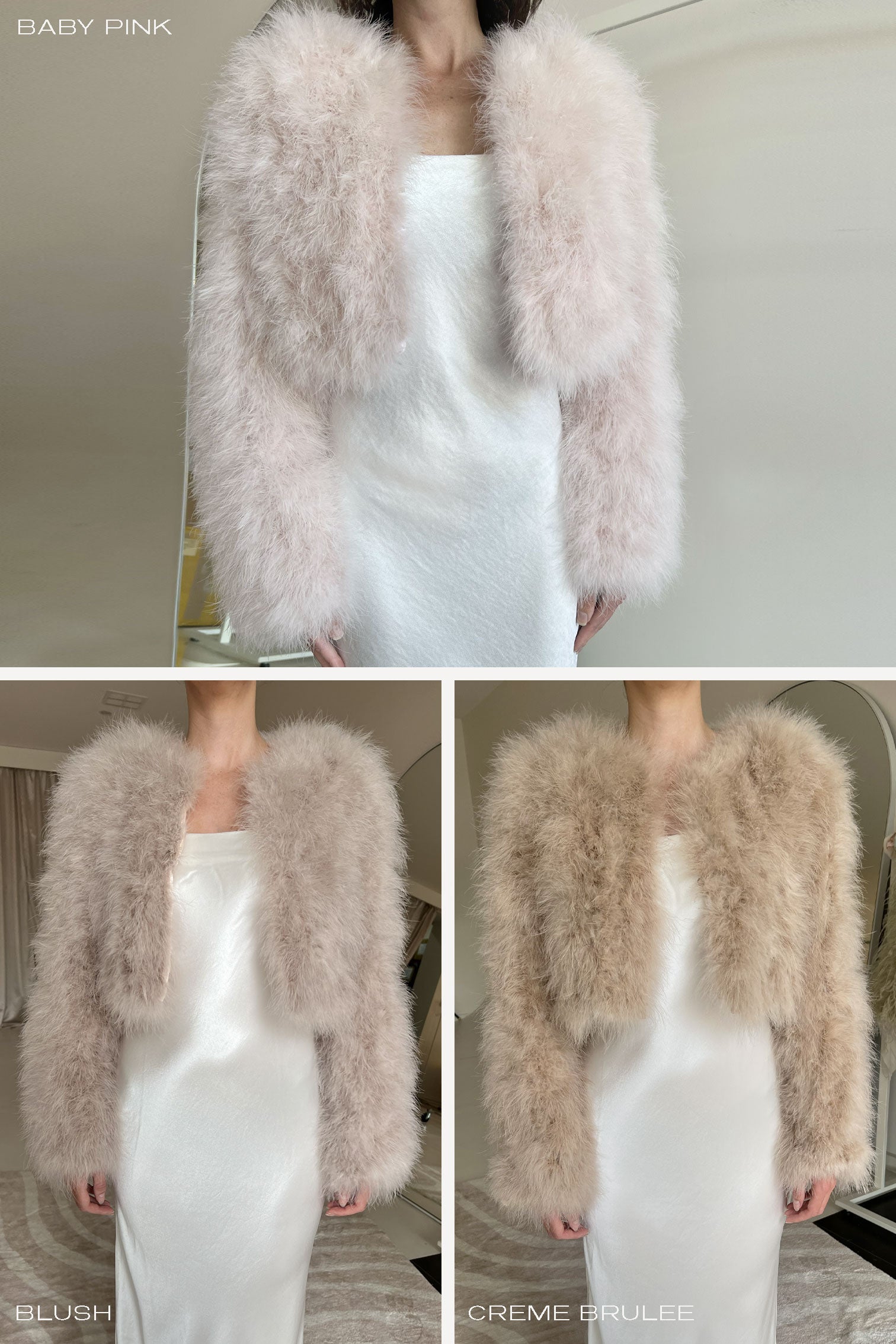 bubish Manhattan Crop Feather Jacket Creme Brulee JACKET