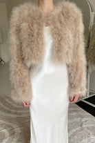 bubish Manhattan Crop Feather Jacket Creme Brulee JACKET