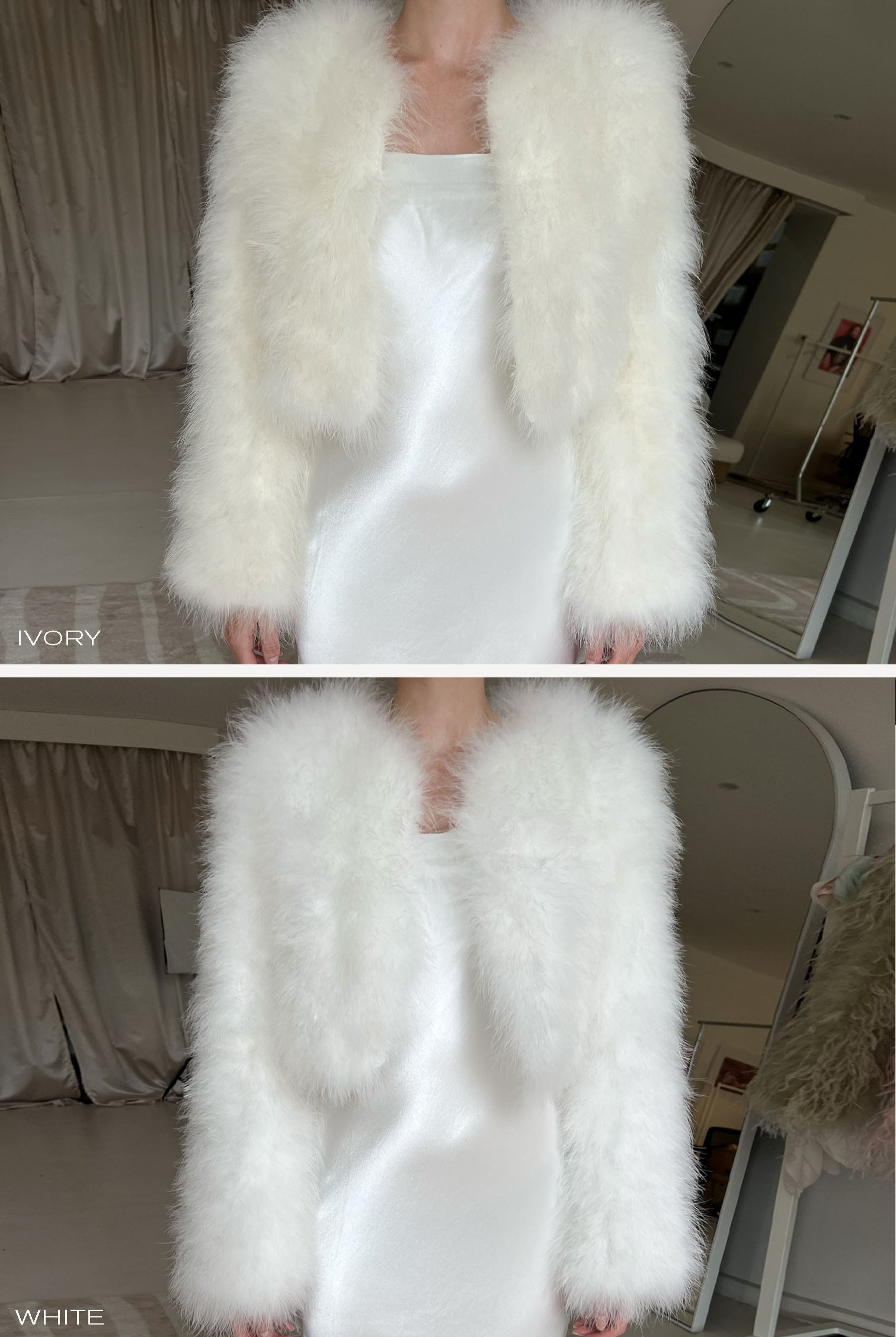 bubish Manhattan Crop Feather Jacket Ivory JACKET