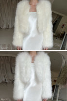 bubish Manhattan Crop Feather Jacket Ivory JACKET