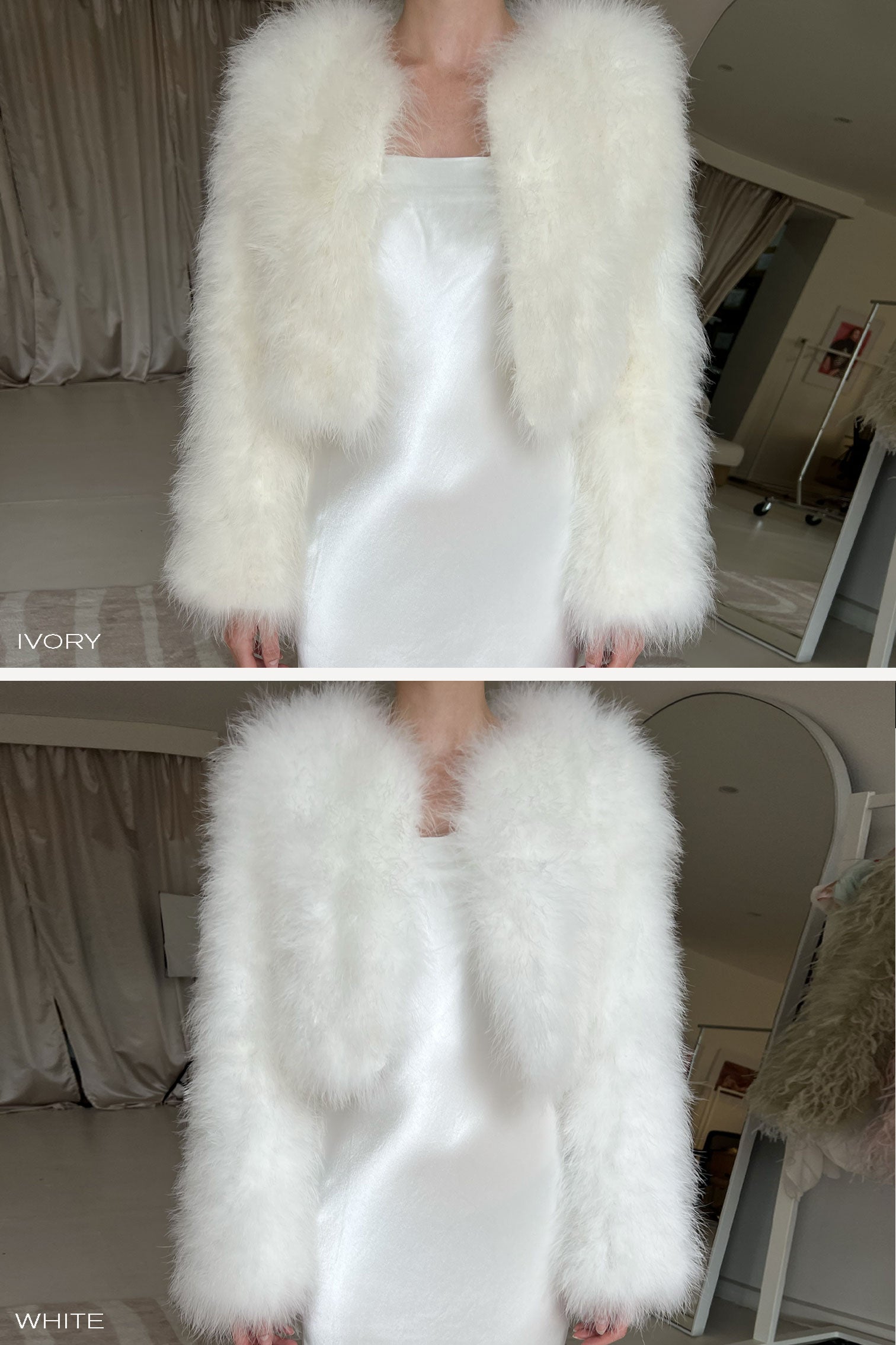 bubish Manhattan Crop Feather Jacket Ivory JACKET