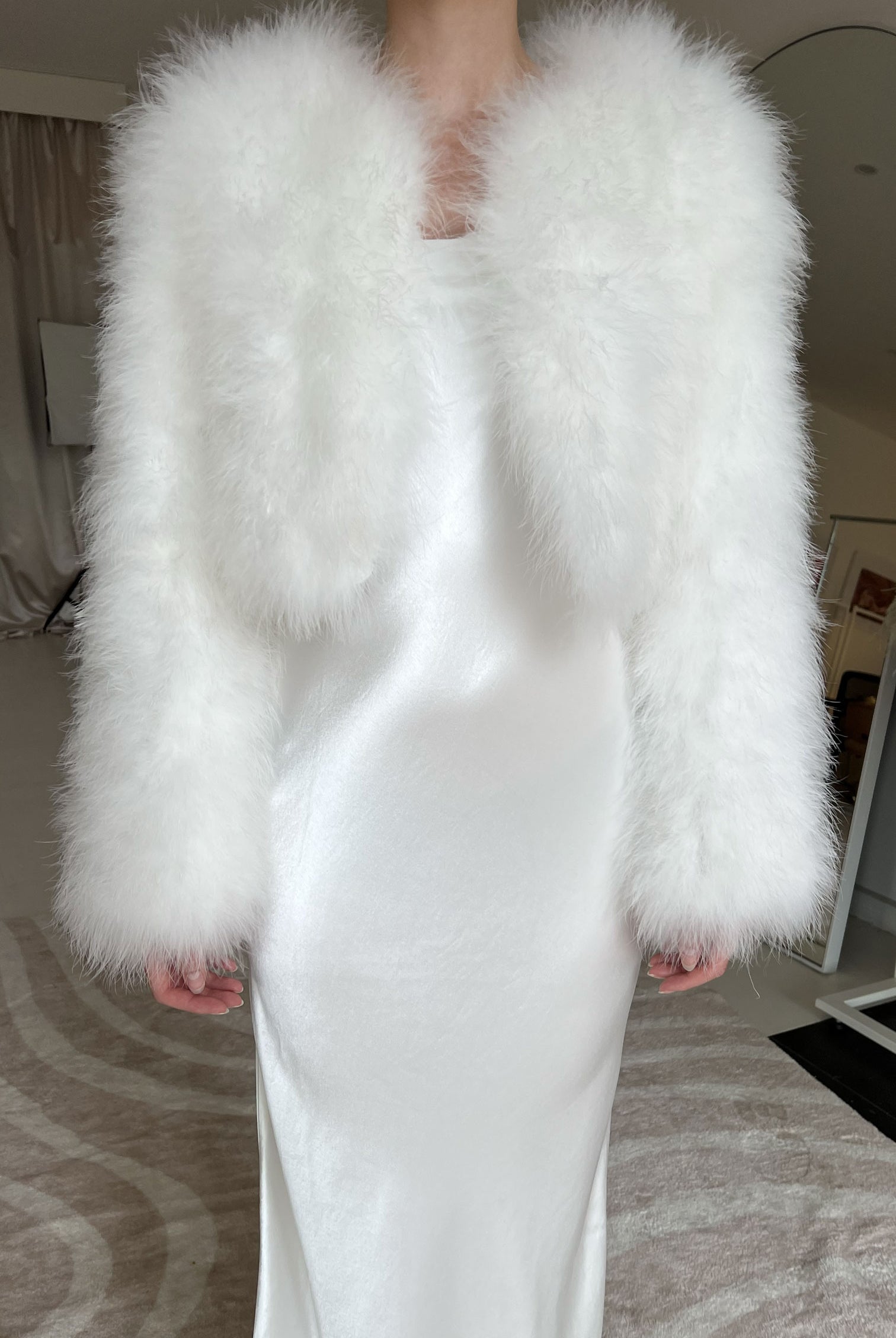 bubish Manhattan Crop Feather Jacket White JACKET