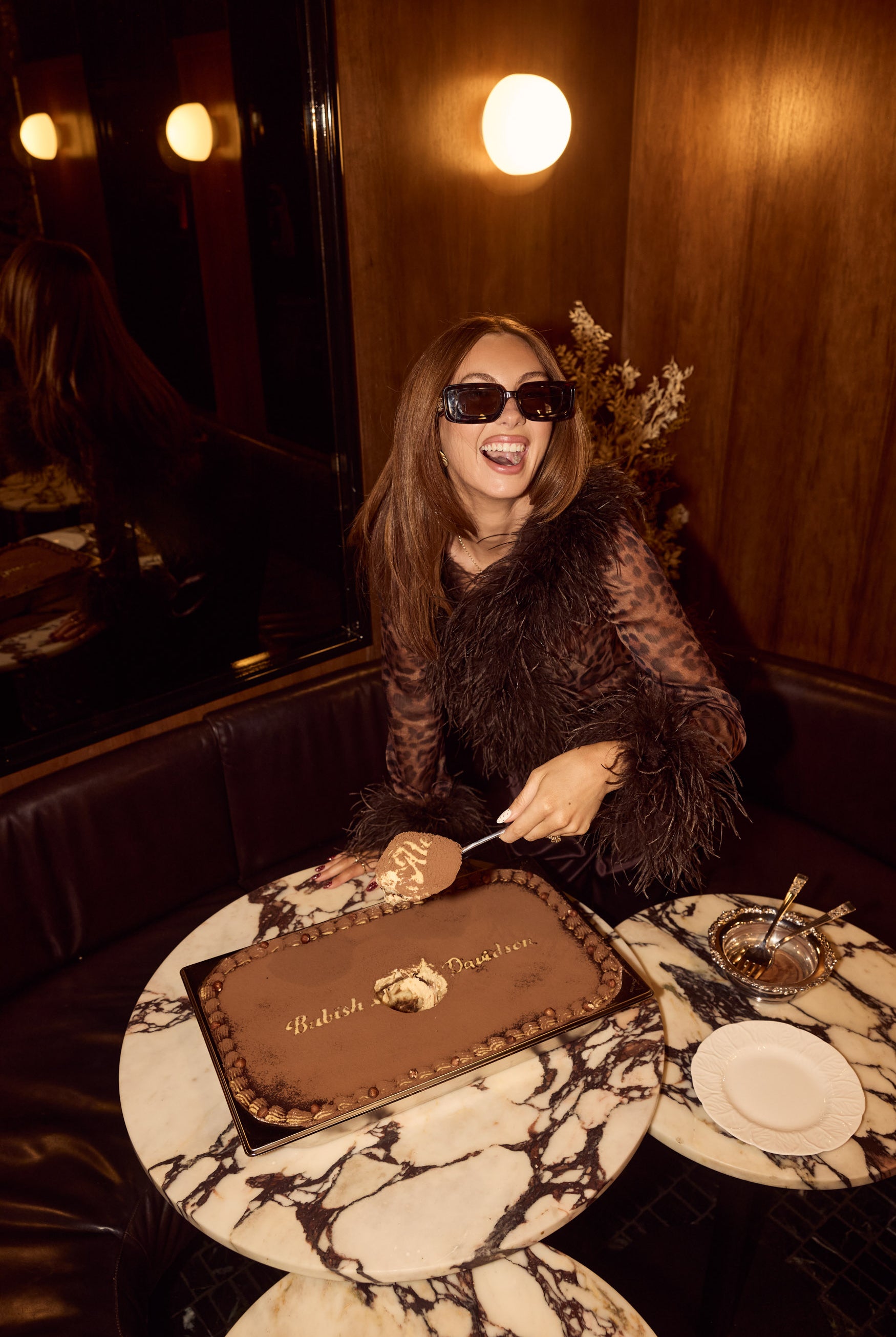 bubish Gigi Sheer Feather Blouse Leopard FEATHER TOP