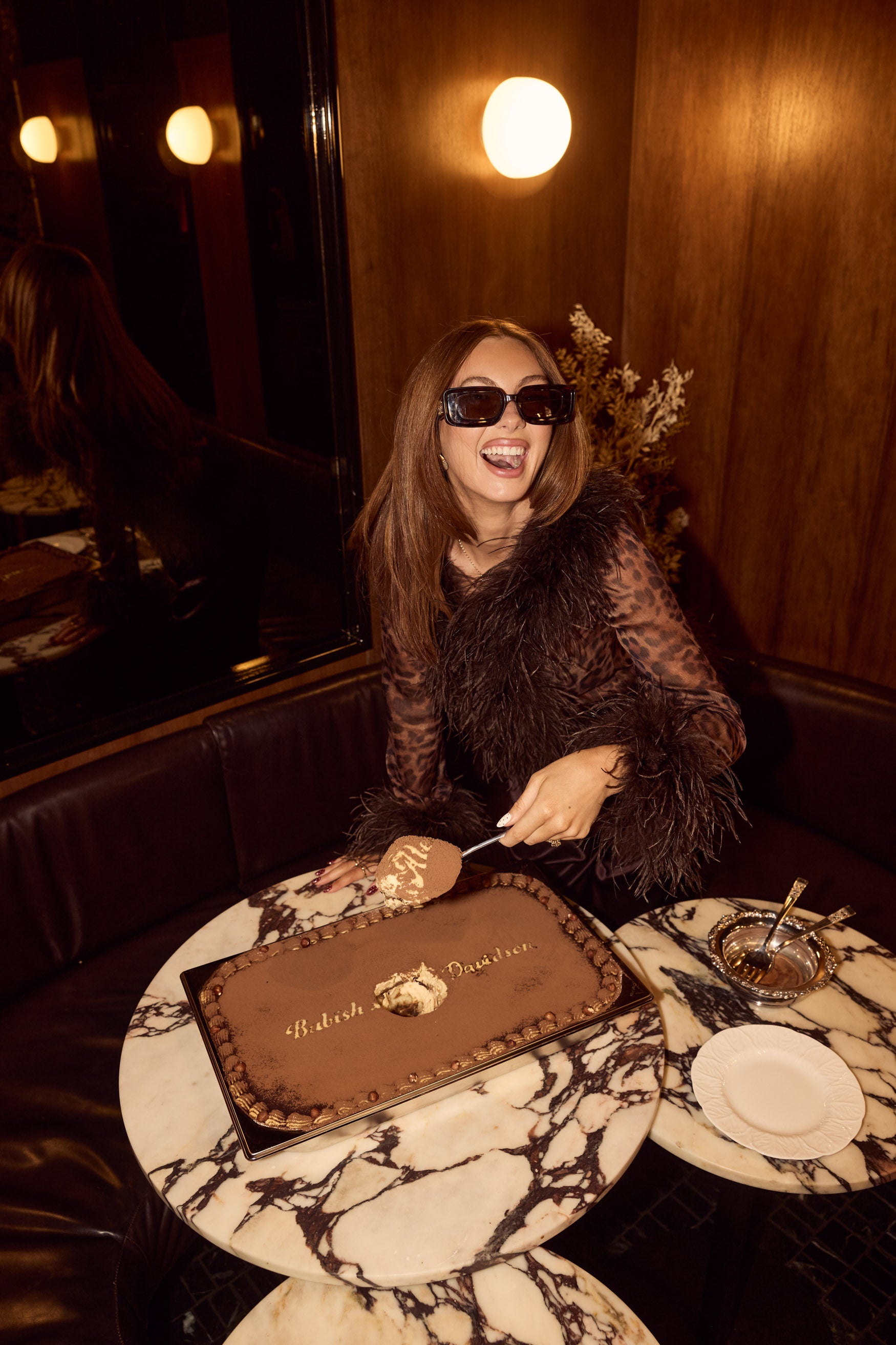 bubish Gigi Sheer Feather Blouse Leopard FEATHER TOP