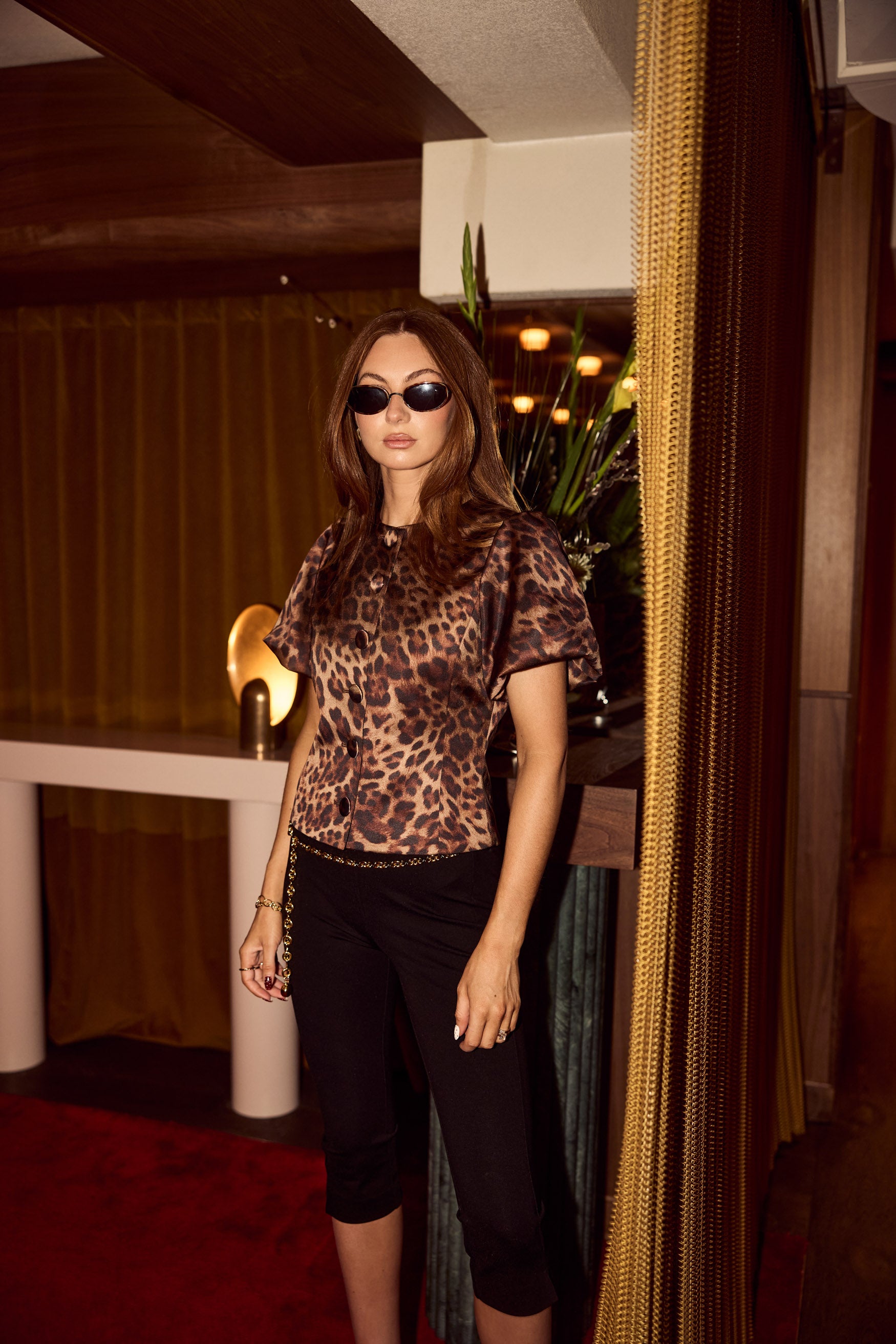 bubish Poppy Bubble Sleeve Blouse - Leopard TOPS