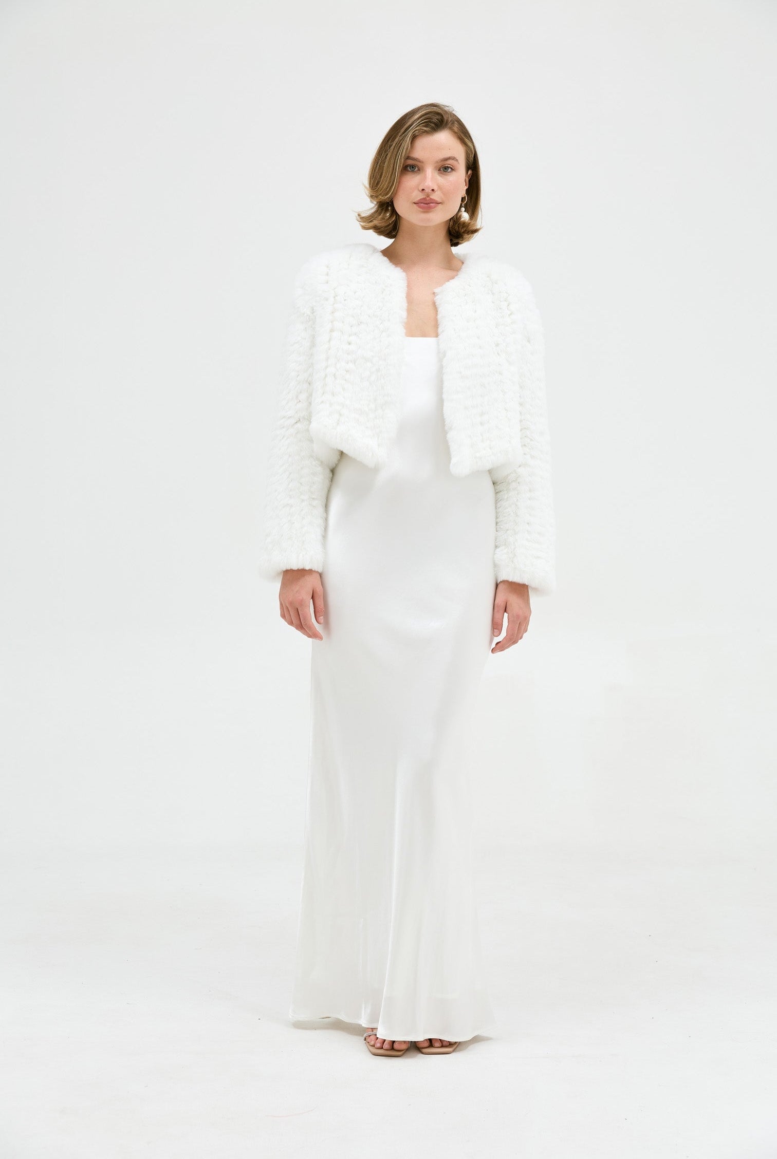 Faux Lola Crop Jacket - White Jacket Bubish Luxe