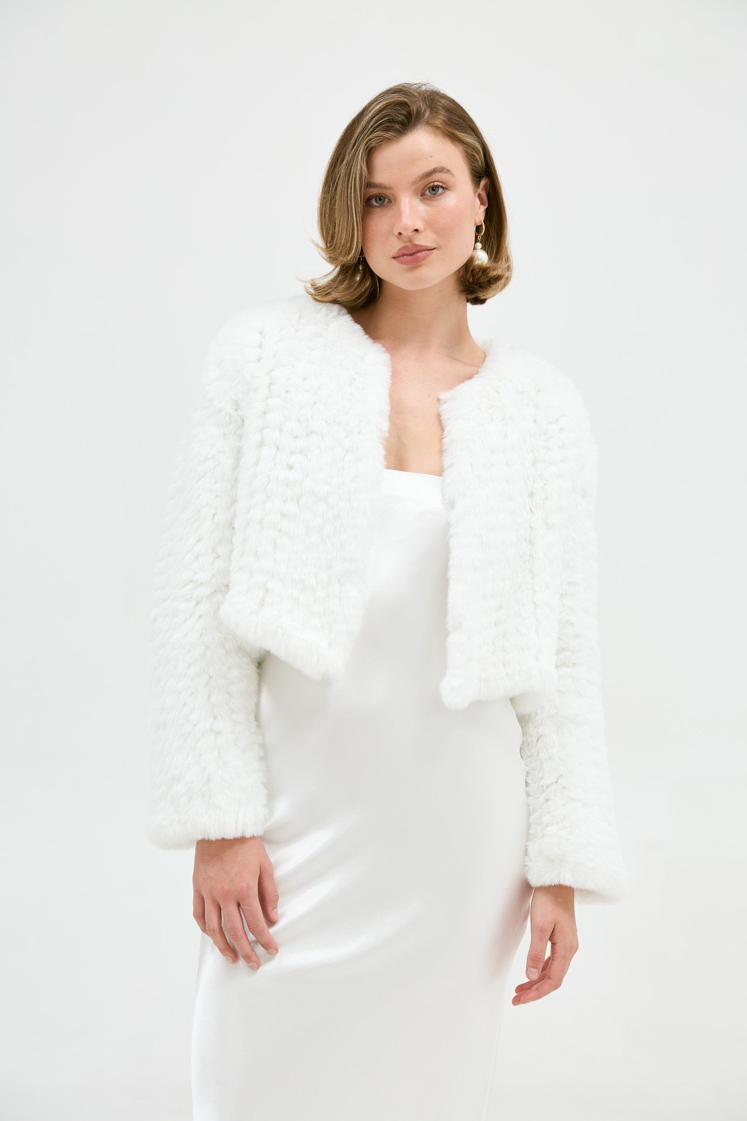 Faux Lola Crop Jacket - White Jacket Bubish Luxe