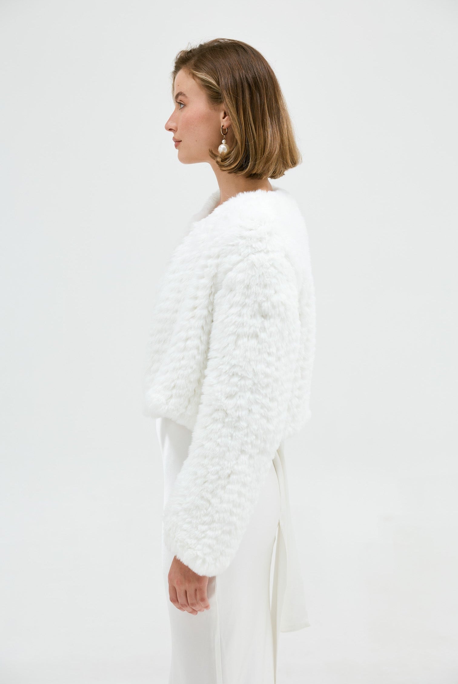Faux Lola Crop Jacket - White Jacket Bubish Luxe