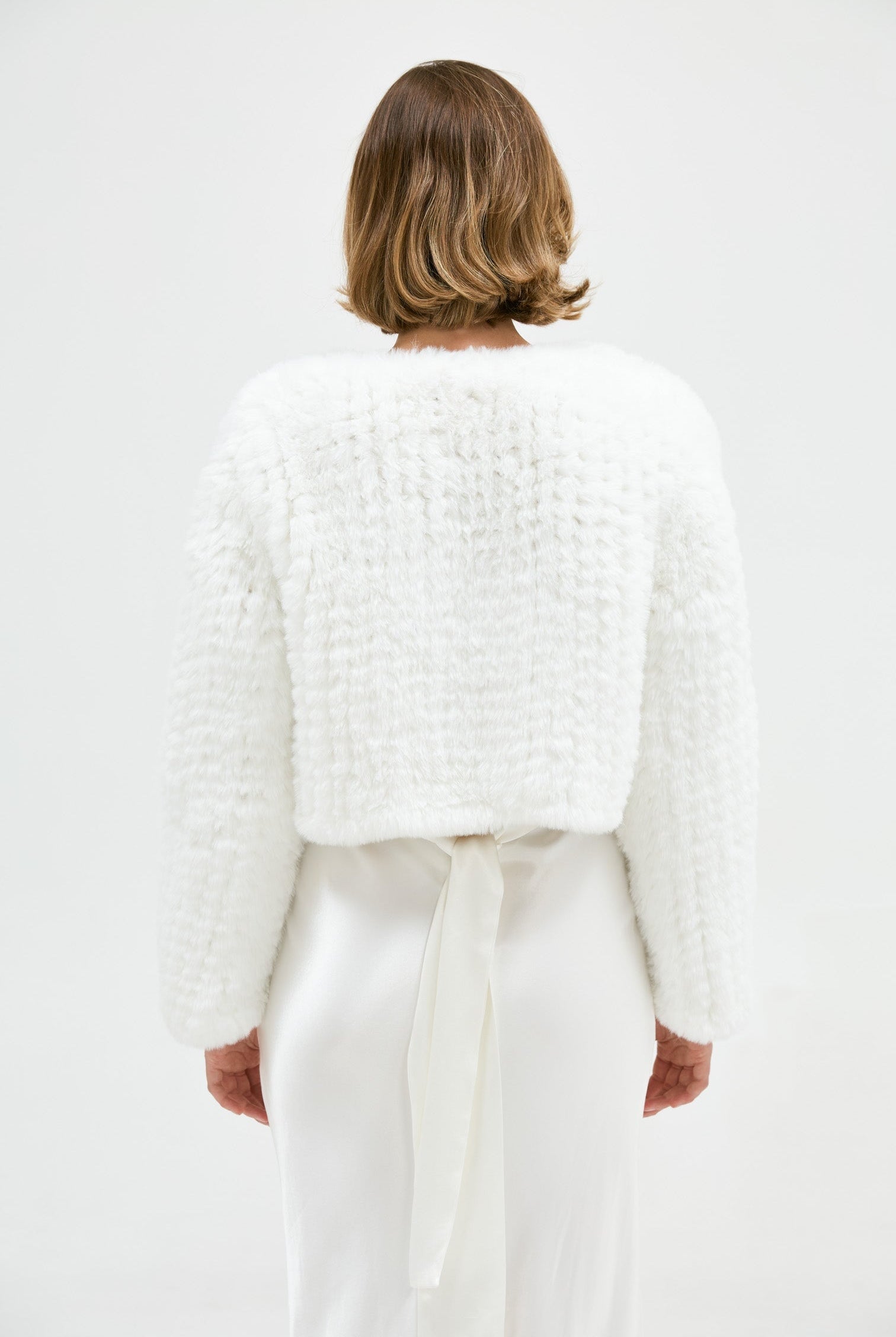 Faux Lola Crop Jacket - White Jacket Bubish Luxe