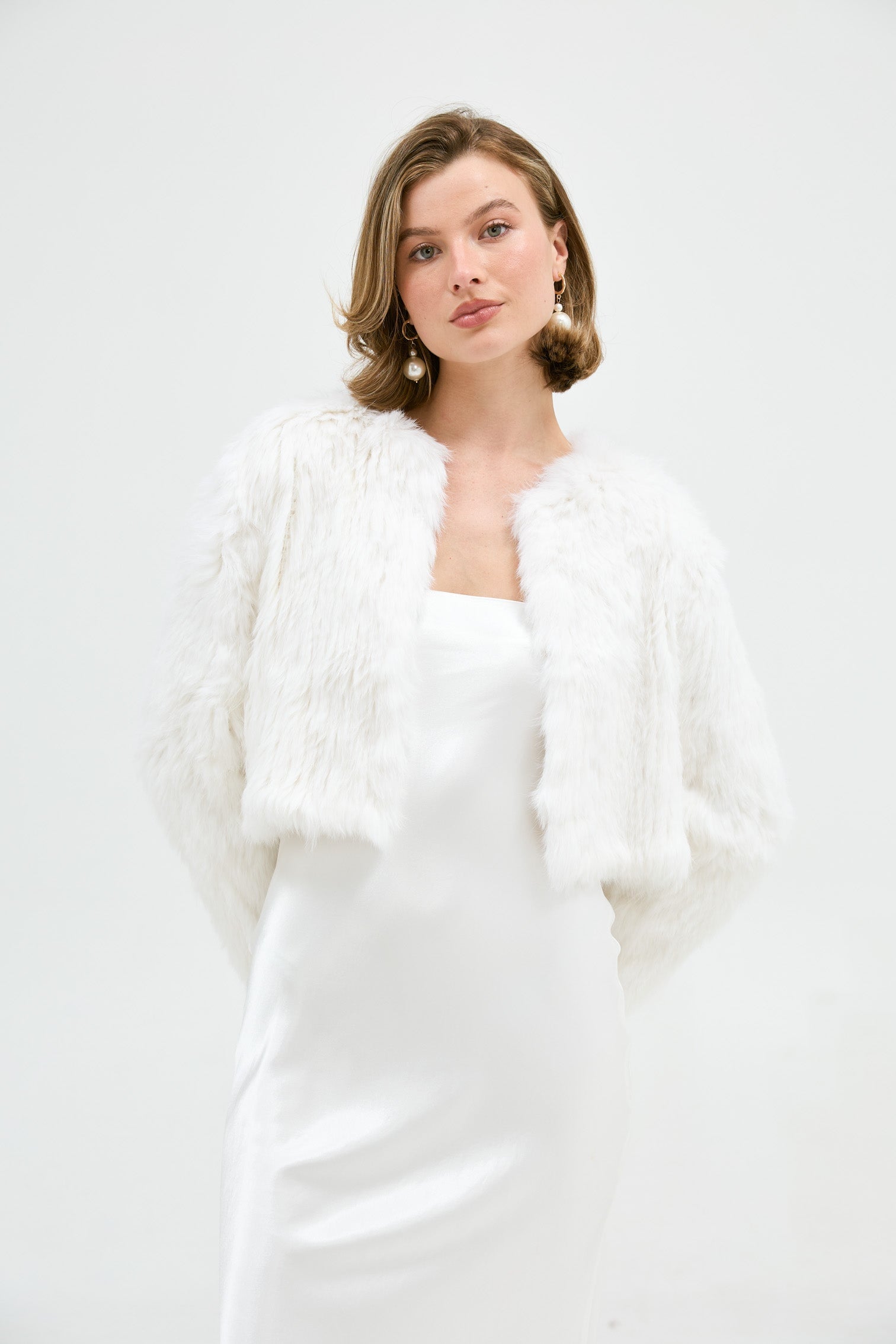 Lola Crop Jacket - White Cropped Jacket Bubish Luxe