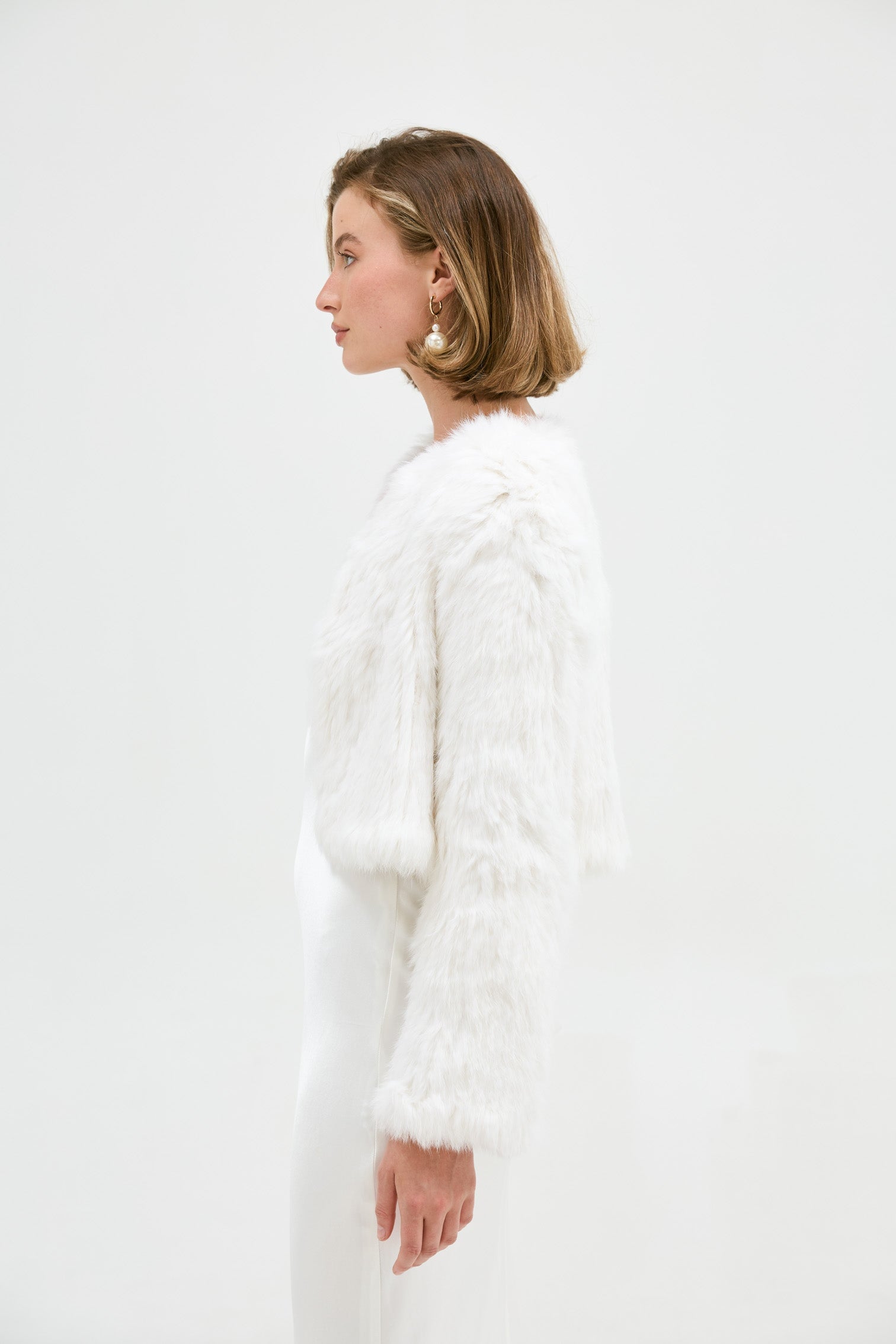 Lola Crop Jacket - White Cropped Jacket Bubish Luxe
