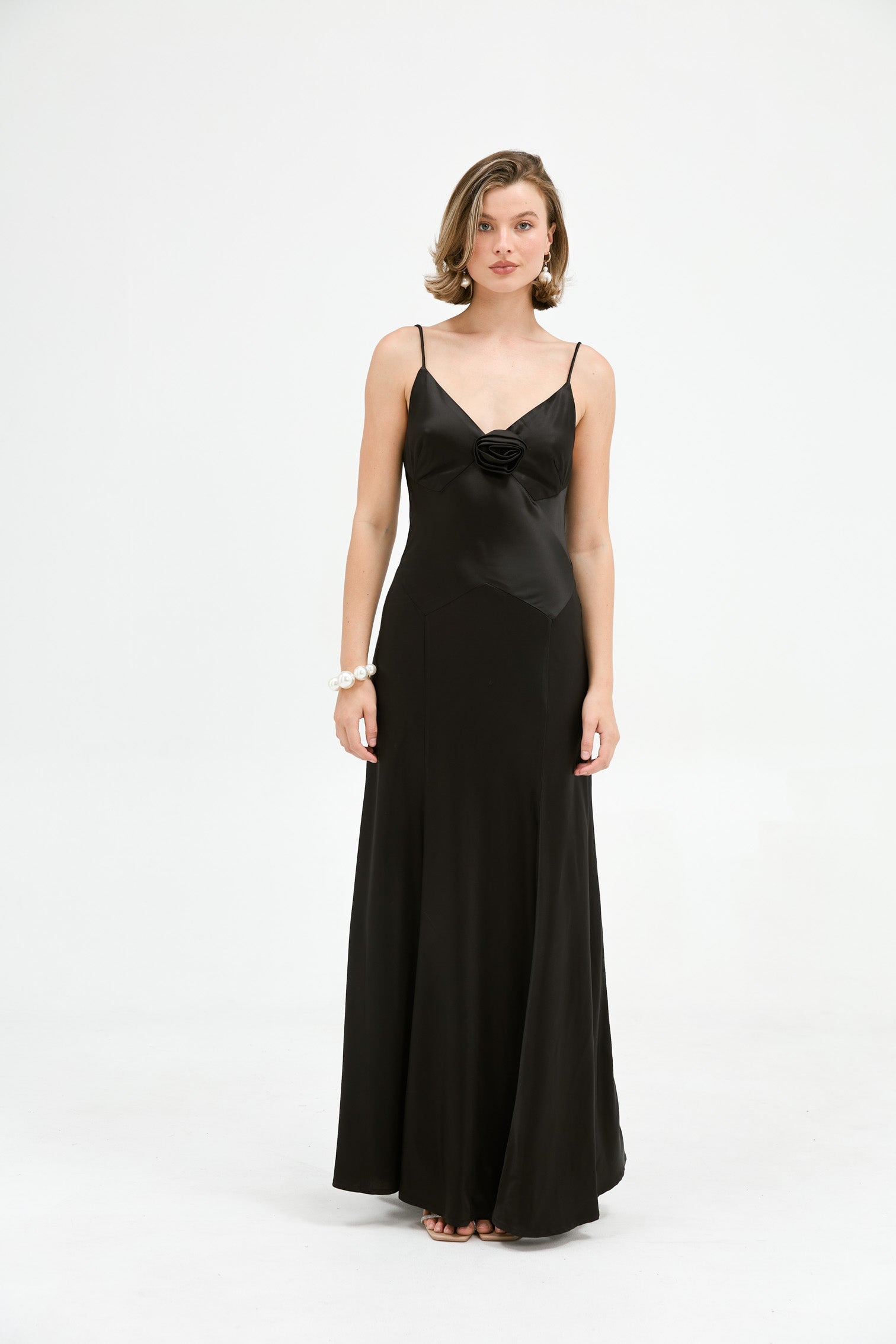 Savannah Rosette Gown - Black Bubish