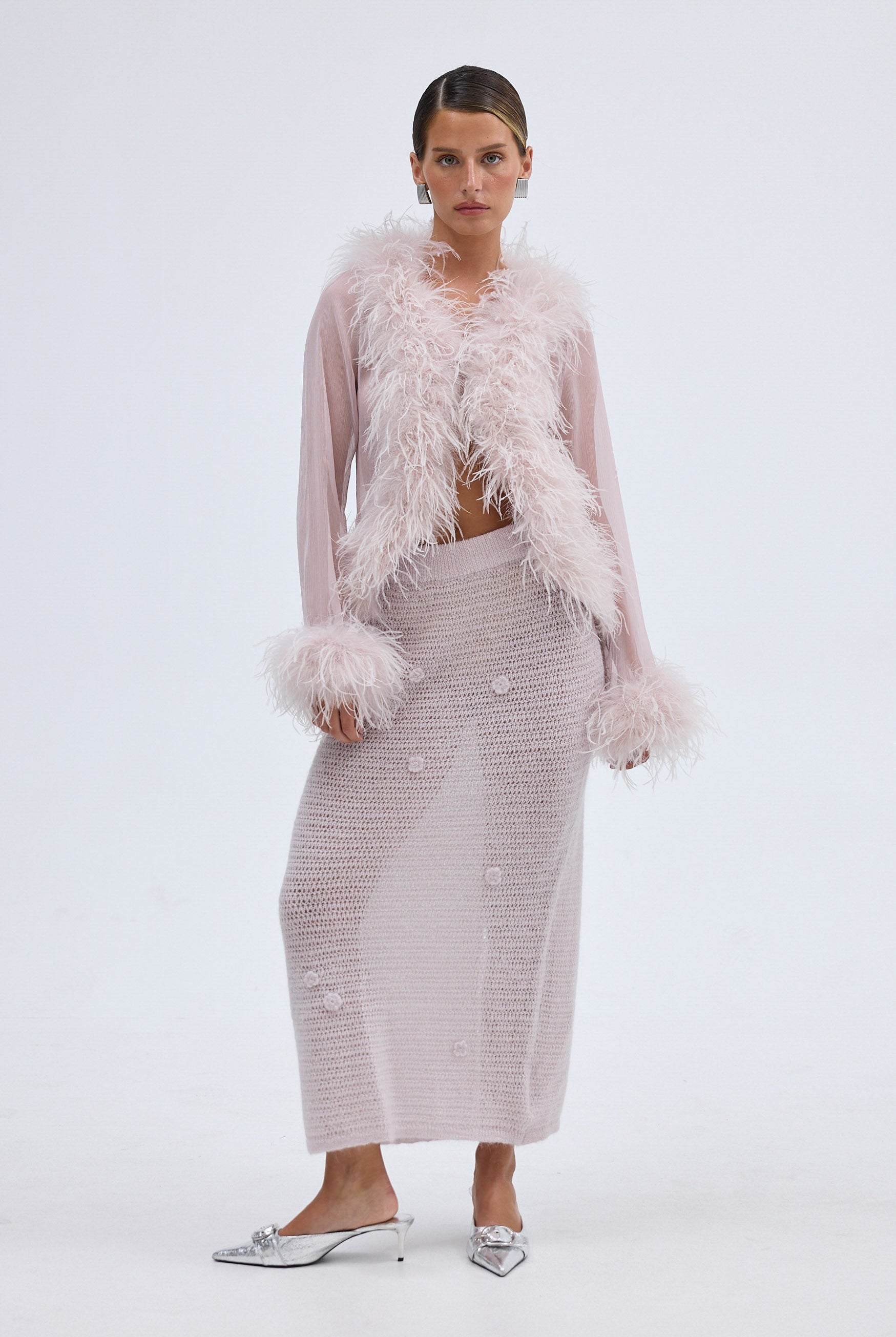 Bubish Gigi Sheer Feather Blouse Lilac TOP