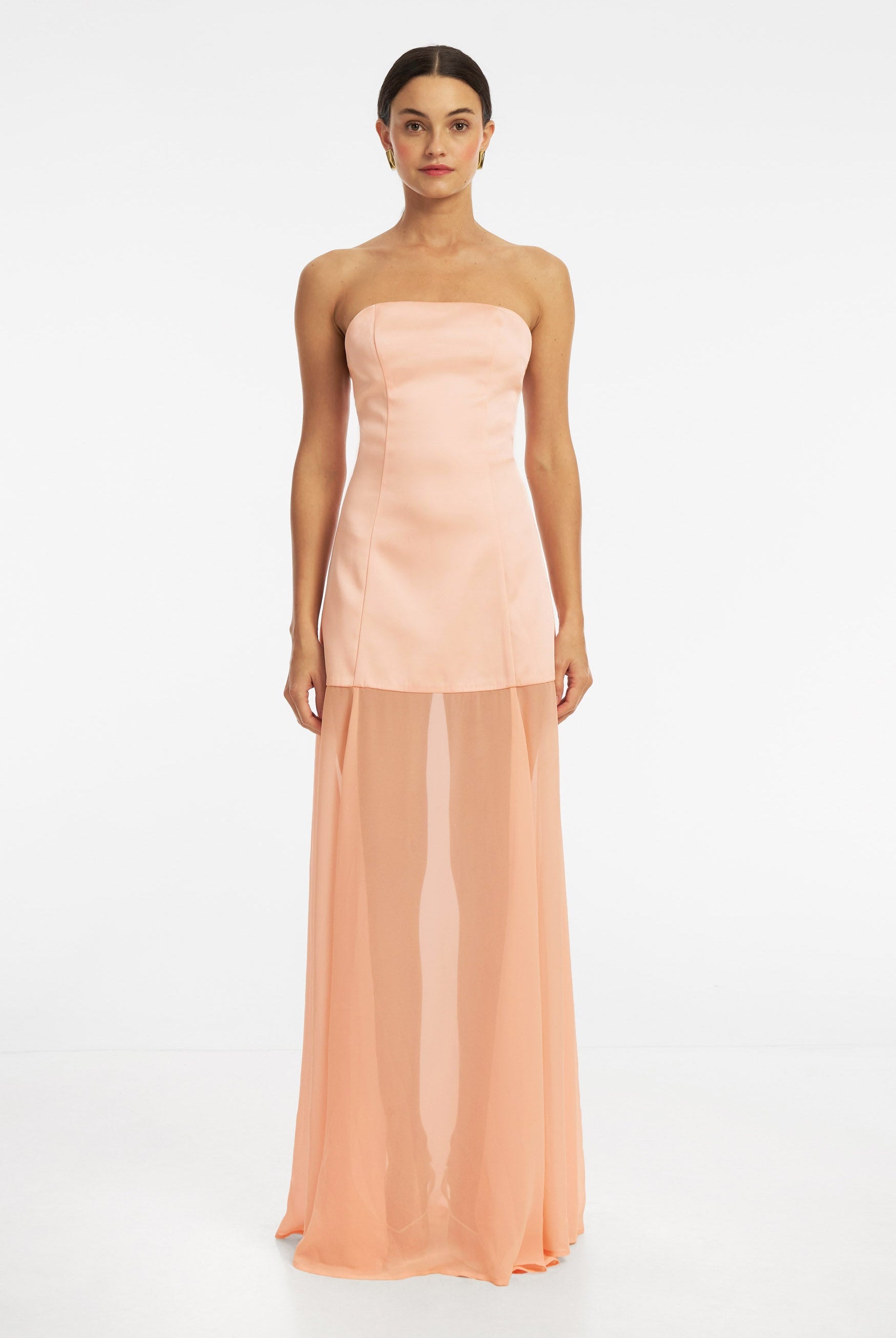 Jasmine Strapless Gown - Peach Pink DRESS Bubish Luxe
