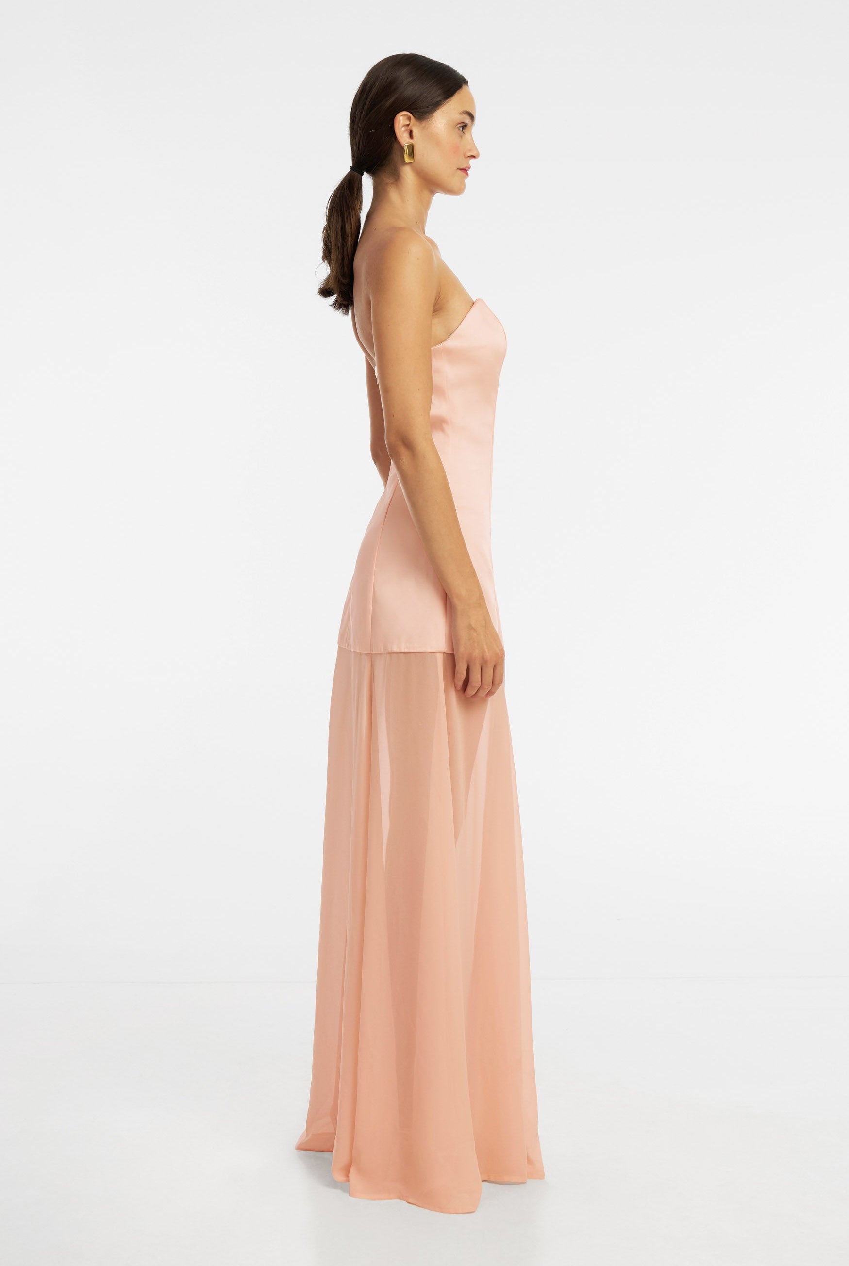 Jasmine Strapless Gown - Peach Pink DRESS Bubish Luxe