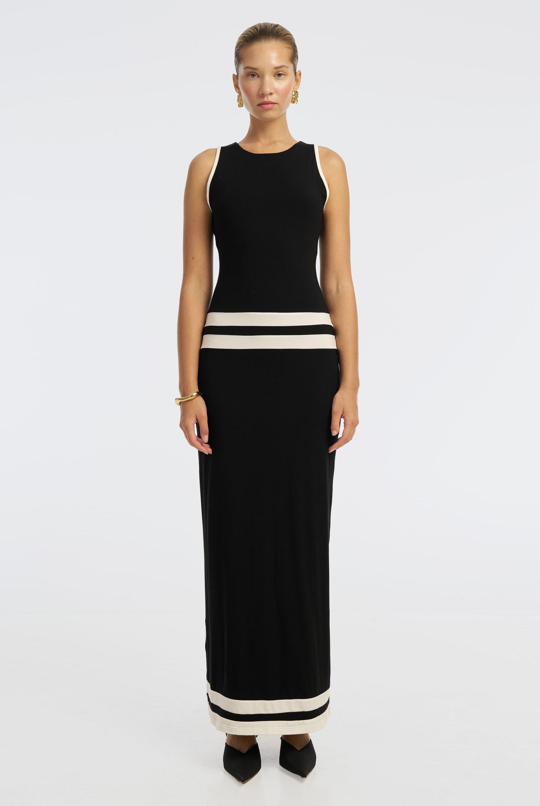 Bubish Paloma Jersey Maxi Dress Black White DRESS