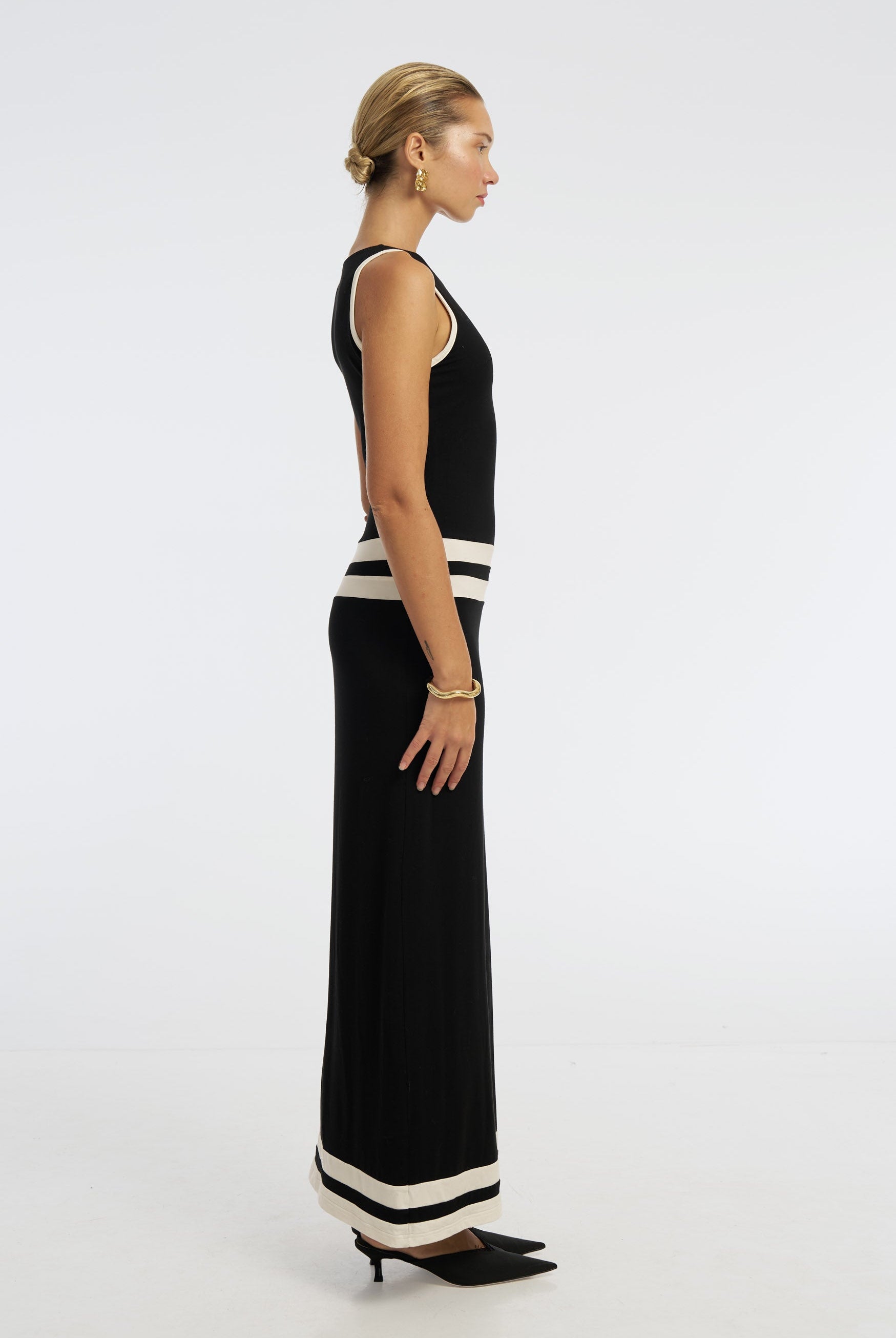 Bubish Paloma Jersey Maxi Dress Black White DRESS