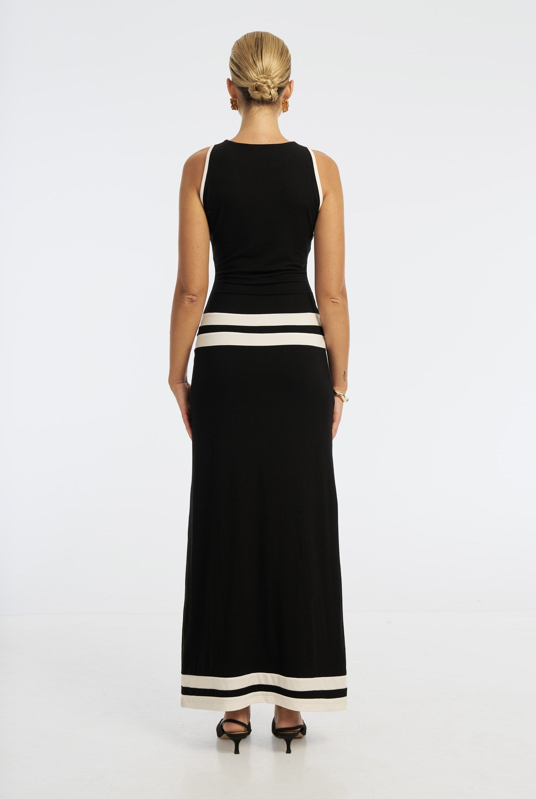 Bubish Paloma Jersey Maxi Dress Black White DRESS