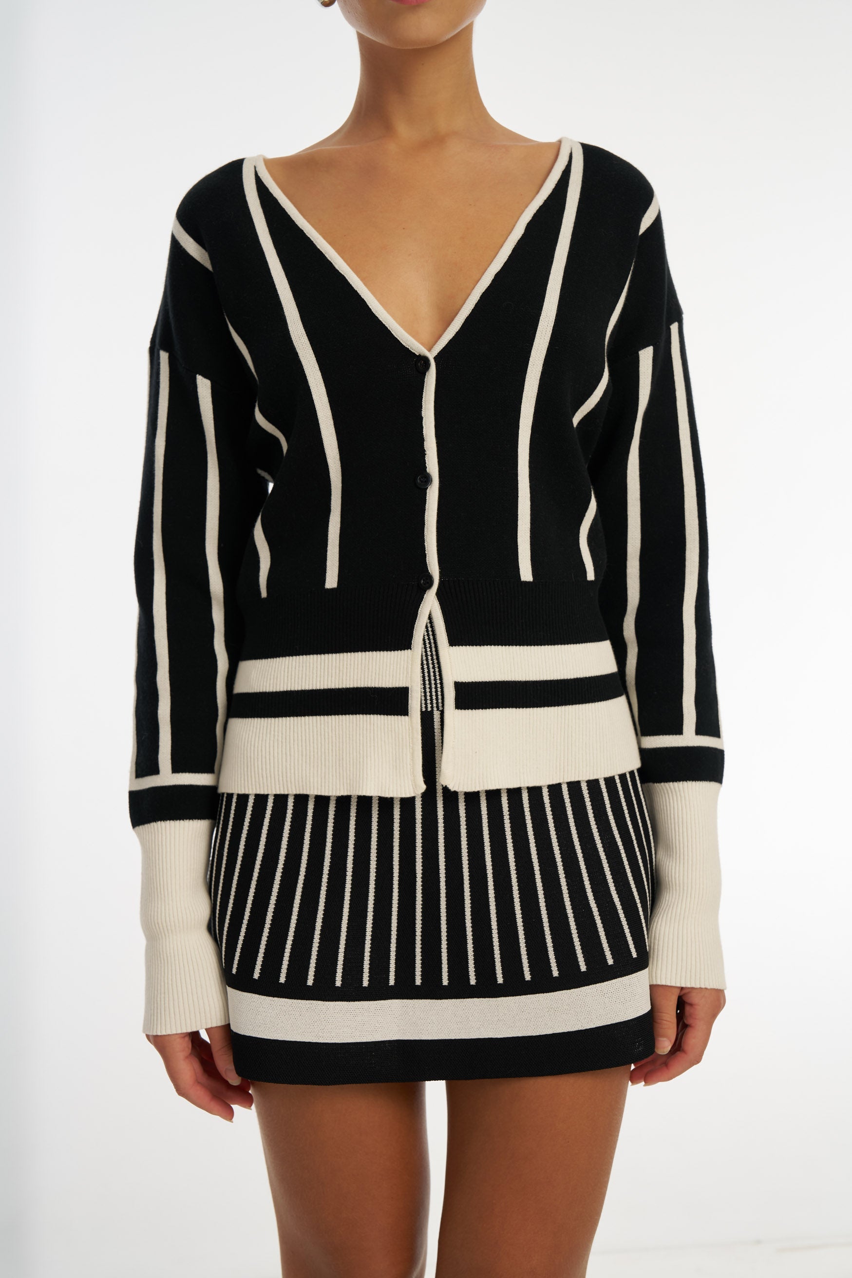 Bubish Simone Knit Cardigan Black White TOP