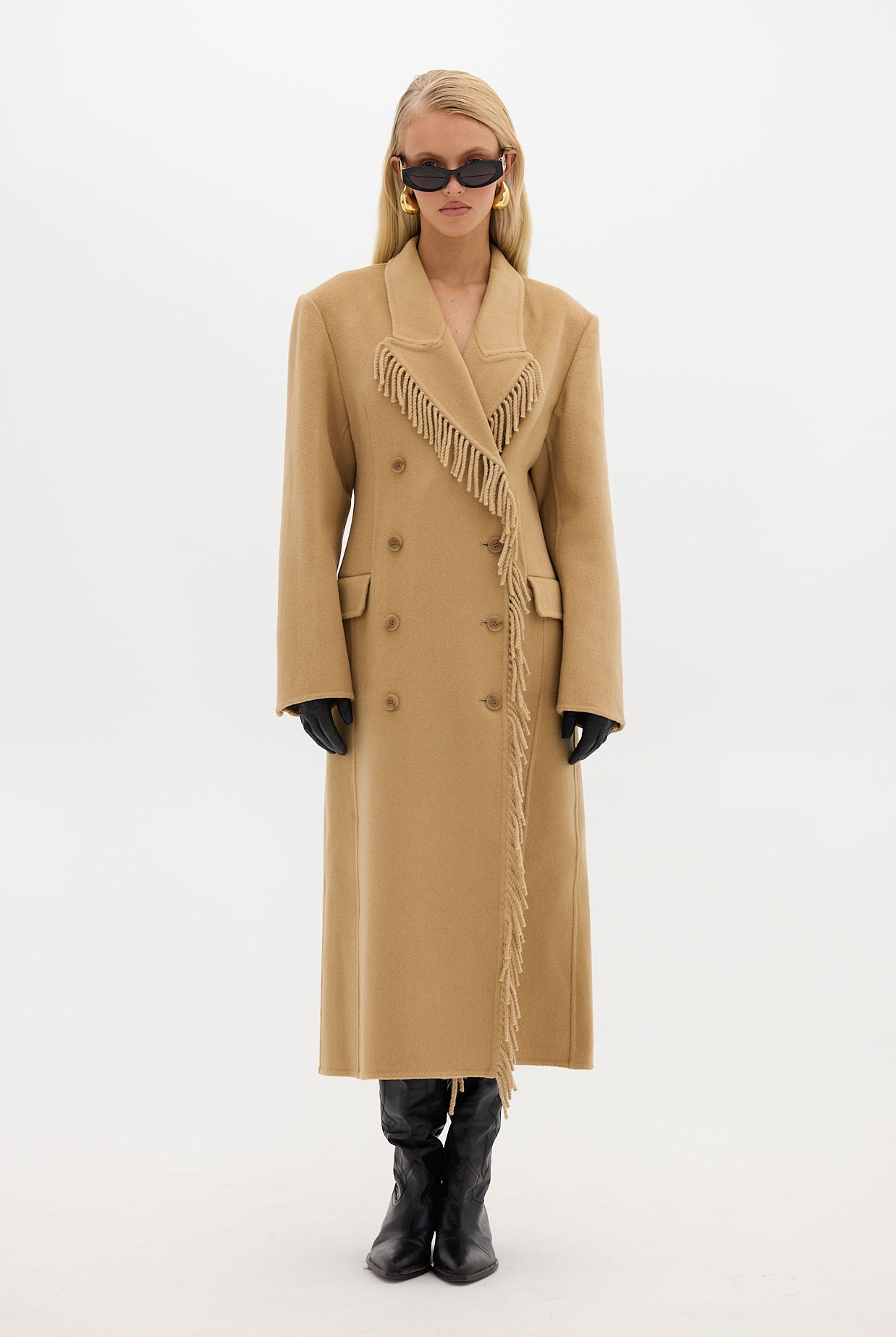 bubish Kate Fringe Tassel Wool Coat Walnut JACKETS
