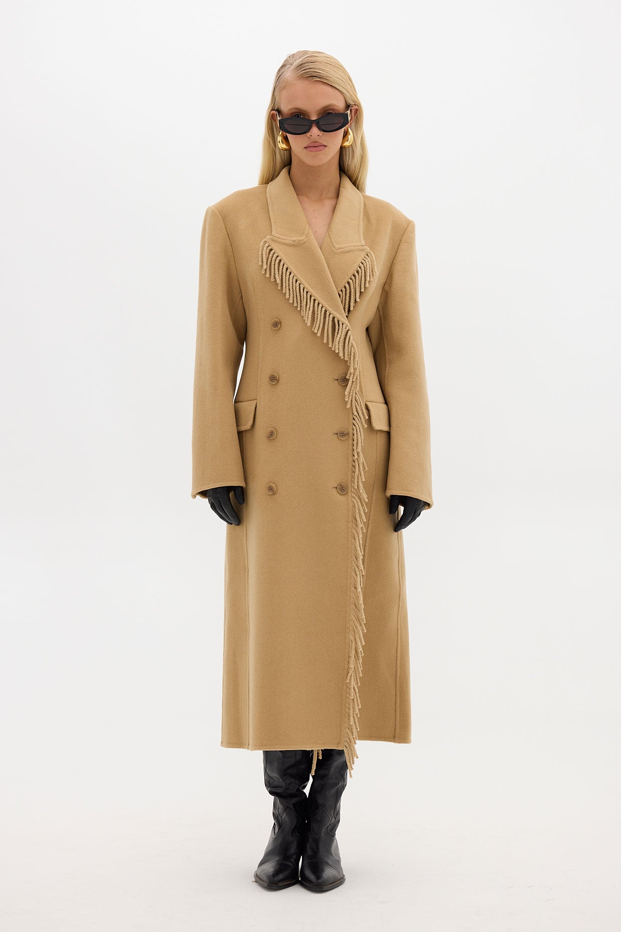 bubish Kate Fringe Tassel Wool Coat Walnut JACKETS