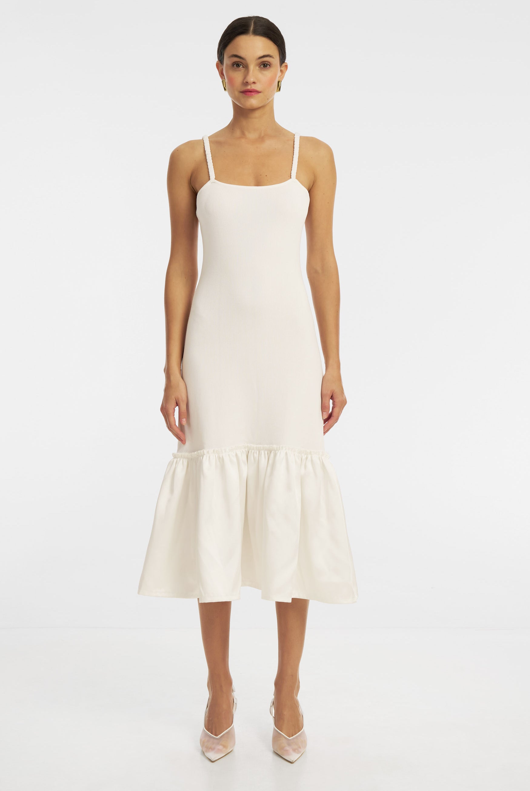 Victoria Knit Midi Dress - White DRESS Bubish Luxe