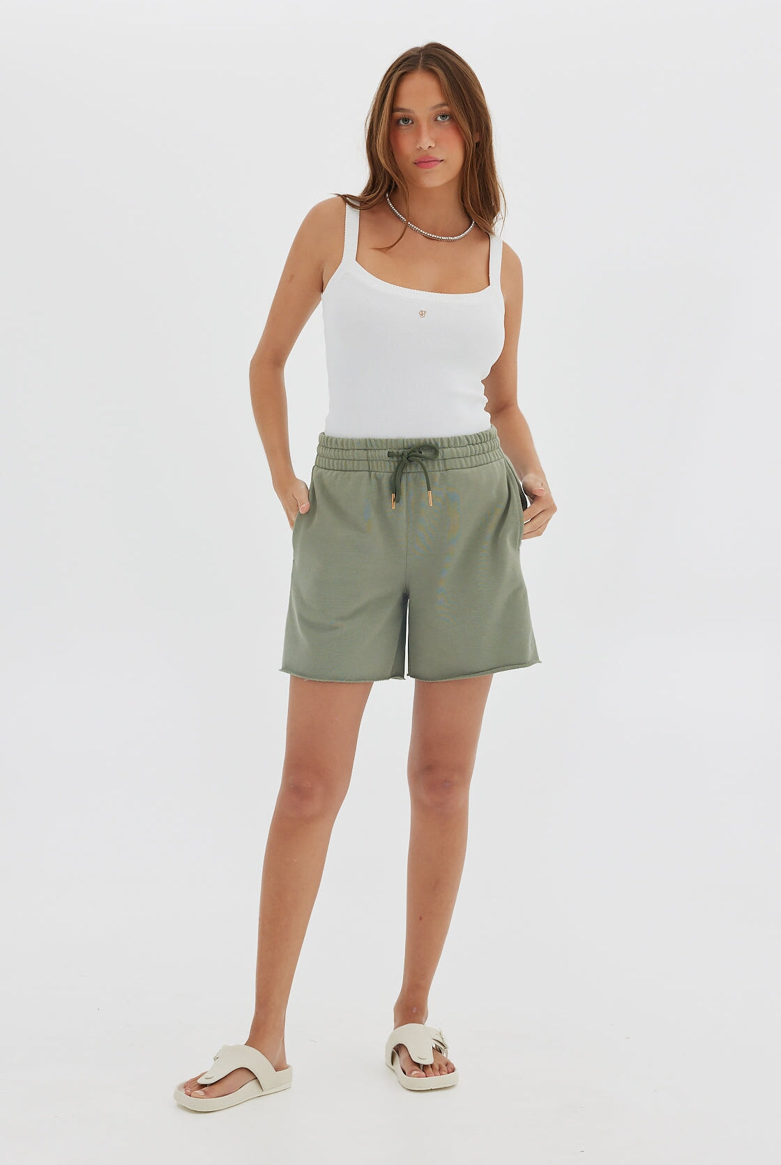 Jersey Raw Hem Short - Khaki Shorts Toast Society