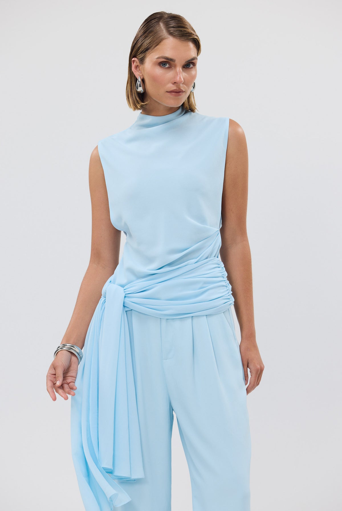 bubish Ava Waist Tie Top Sky Blue MATCHING SETS