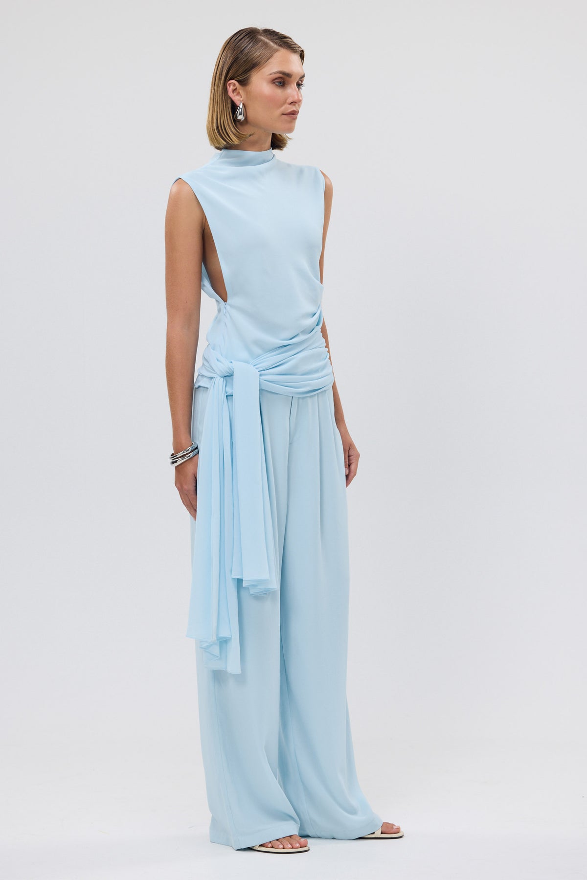 bubish Ava Waist Tie Top Sky Blue MATCHING SETS