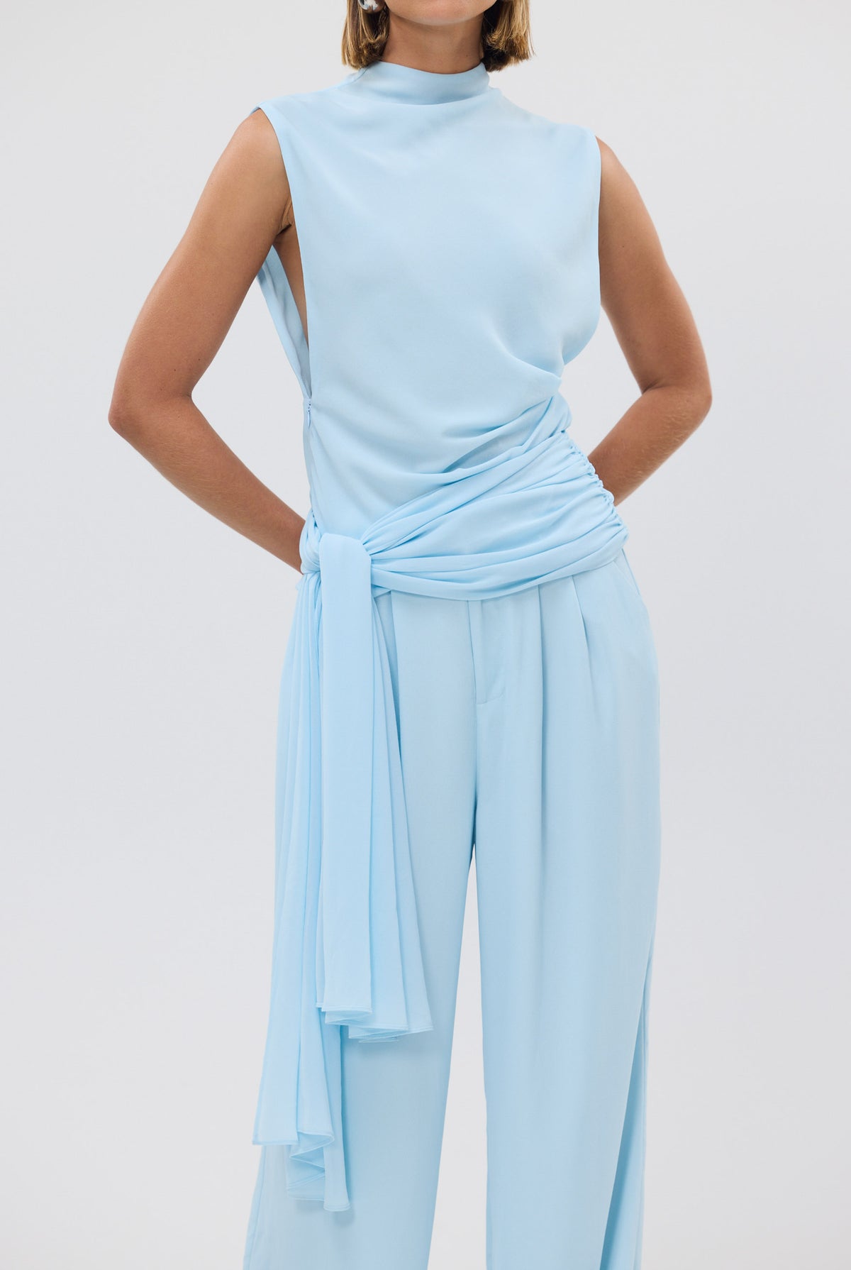 bubish Ava Waist Tie Top Sky Blue MATCHING SETS