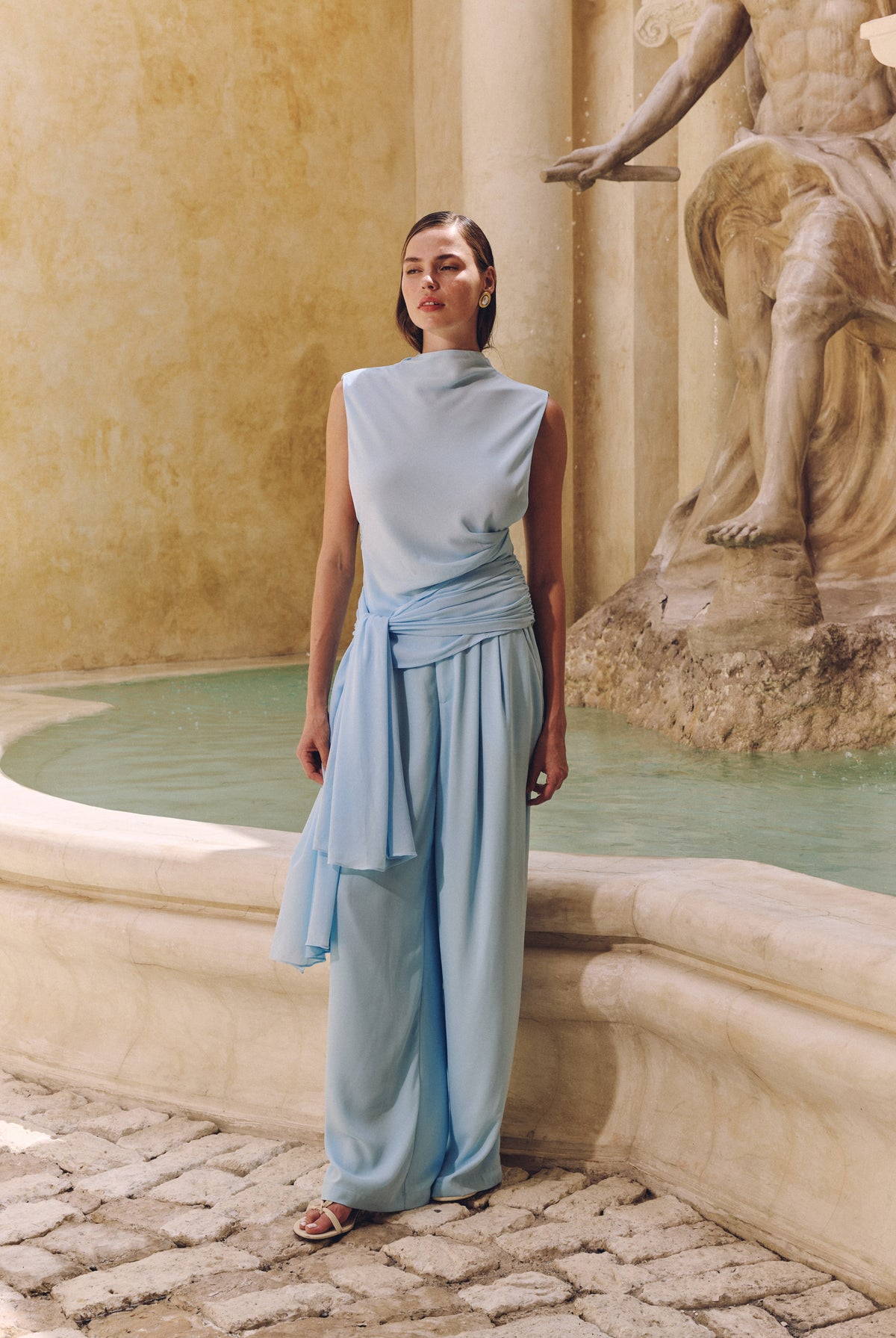 bubish Ava Waist Tie Top Sky Blue MATCHING SETS