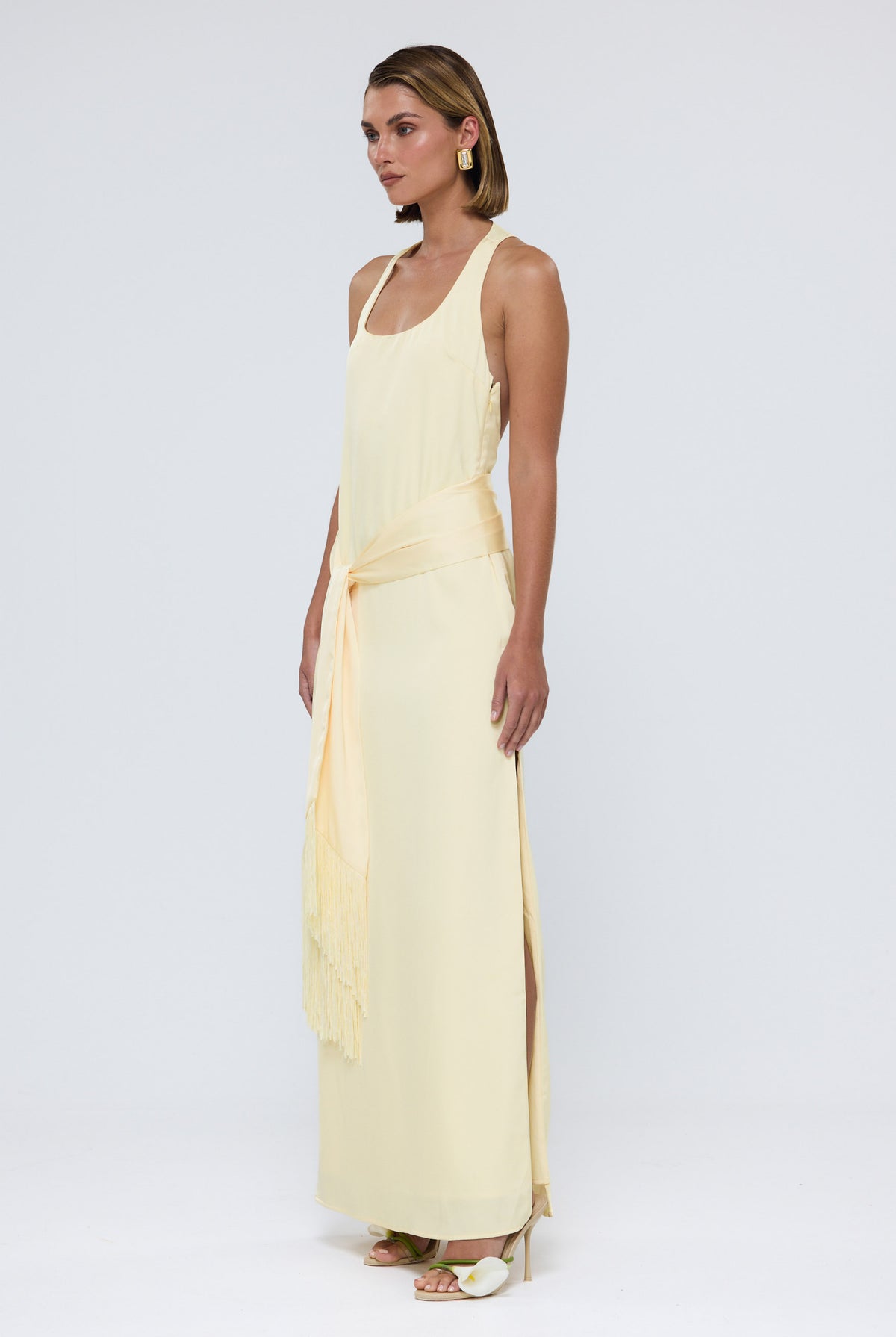 bubish Belle Tassel Maxi Dress Pale Yellow WEDDING GUEST DRESS
