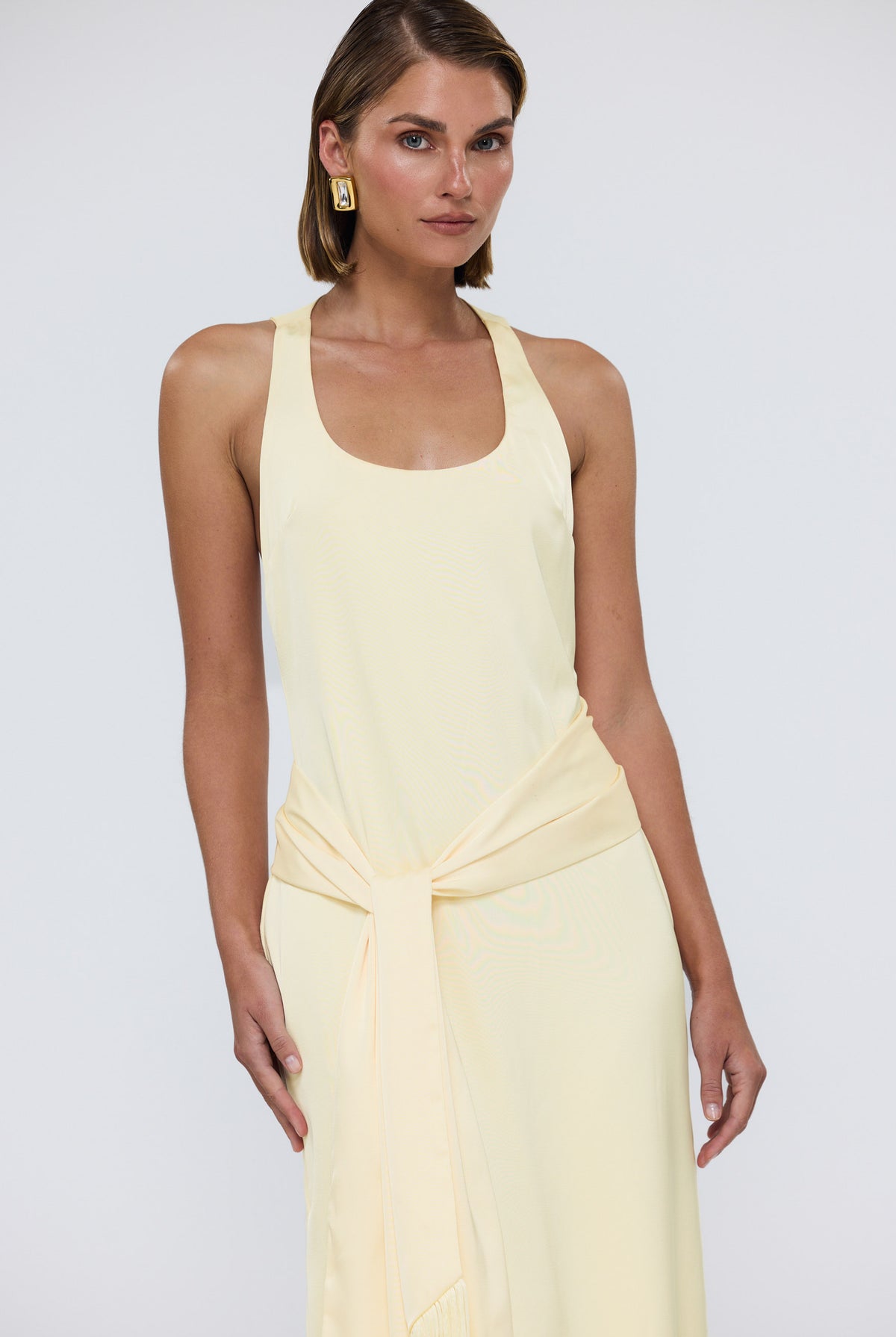 bubish Belle Tassel Maxi Dress Pale Yellow WEDDING GUEST DRESS