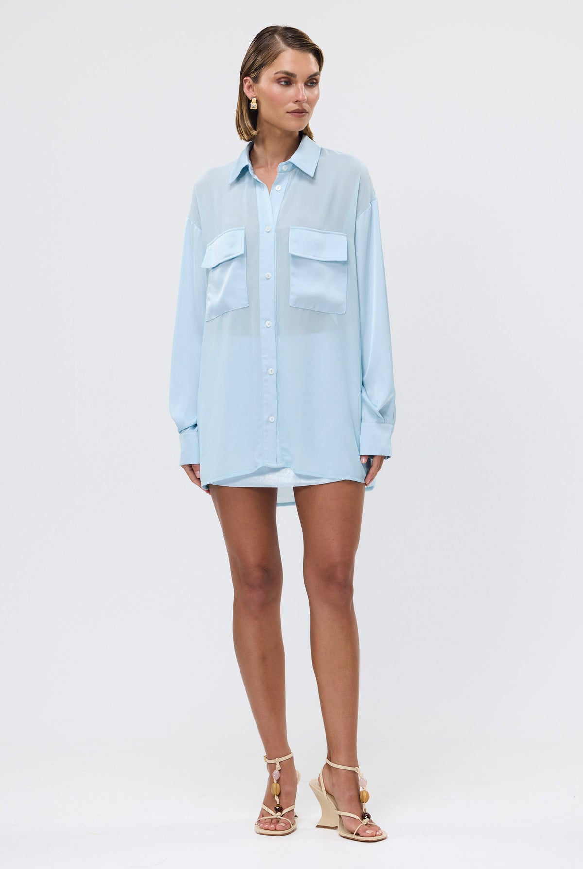 bubish Celeste Shirt Sky Blue SHEER SHIRT