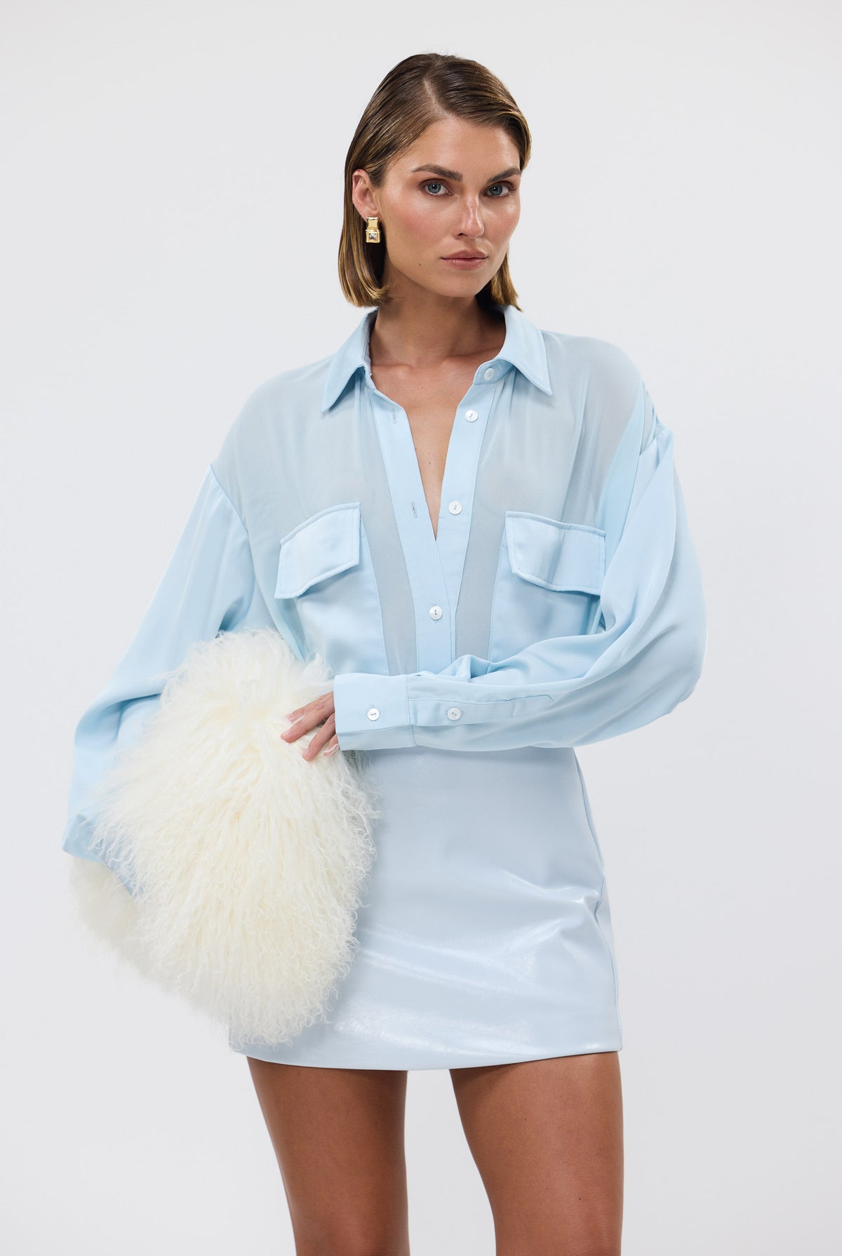 bubish Celeste Shirt Sky Blue SHEER SHIRT