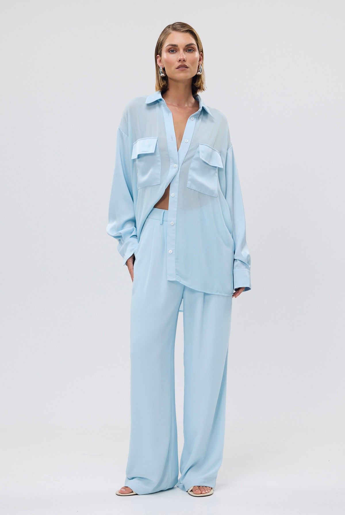 bubish Celeste Shirt Sky Blue SHEER SHIRT