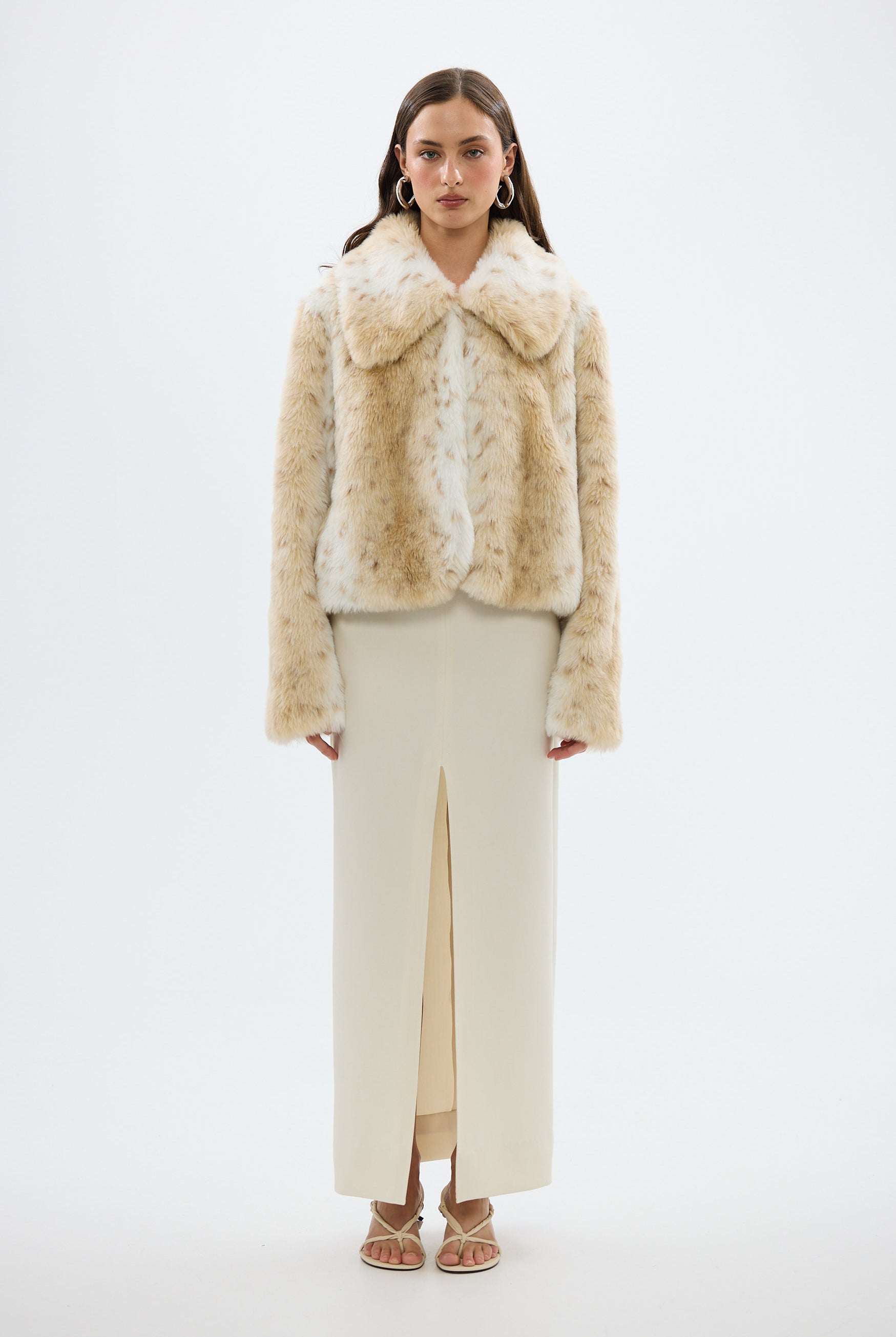 Chelsea Faux Fur Jacket Neutral FAUX FUR ANIMAL PRINT JACKET bubish