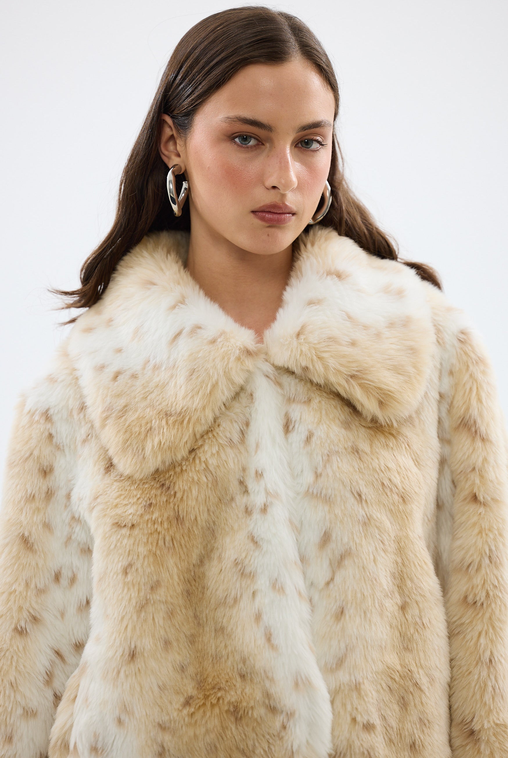 Chelsea Faux Fur Jacket Neutral FAUX FUR ANIMAL PRINT JACKET bubish