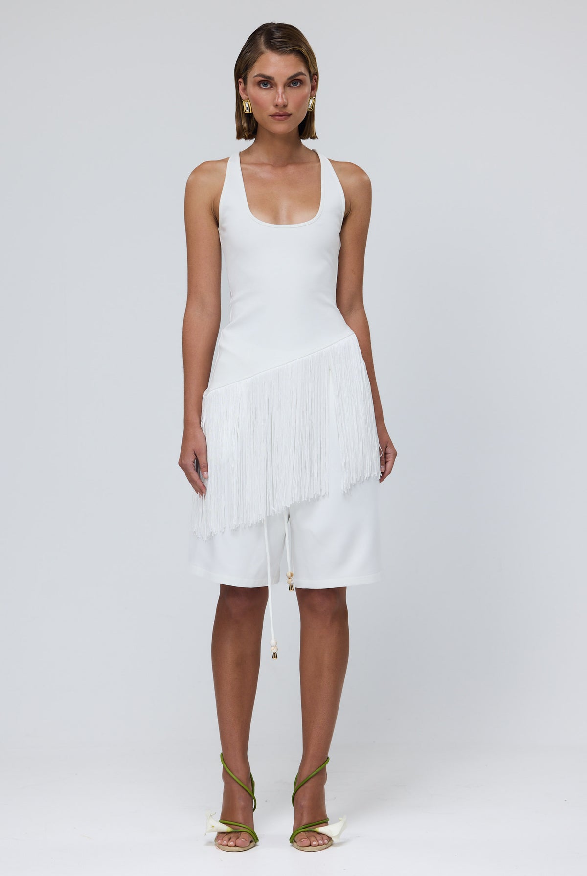 bubish Chiara Racerback Tassel Top White TASSEL TOP