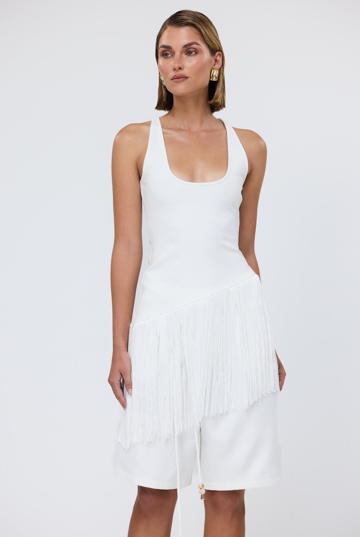 bubish Chiara Racerback Tassel Top White TASSEL TOP