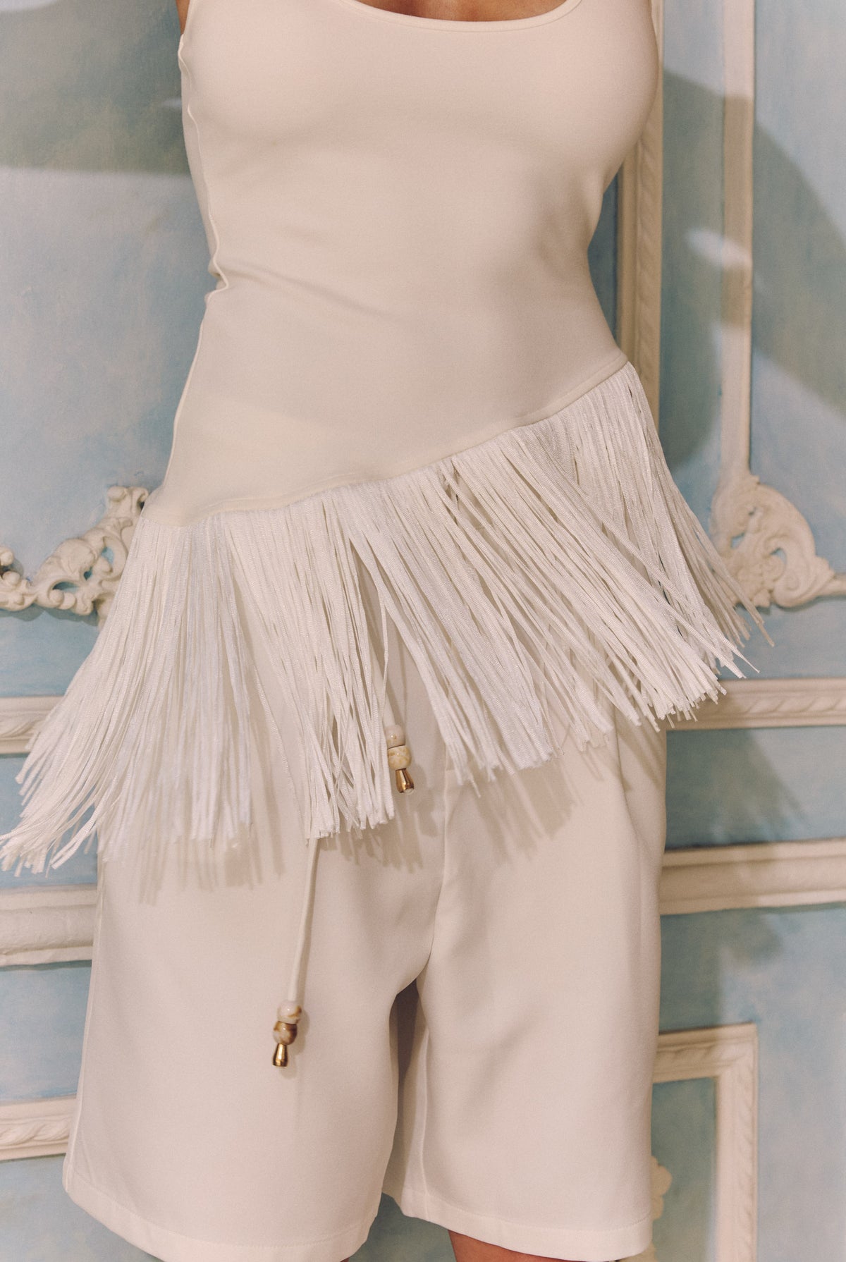 bubish Chiara Racerback Tassel Top White TASSEL TOP