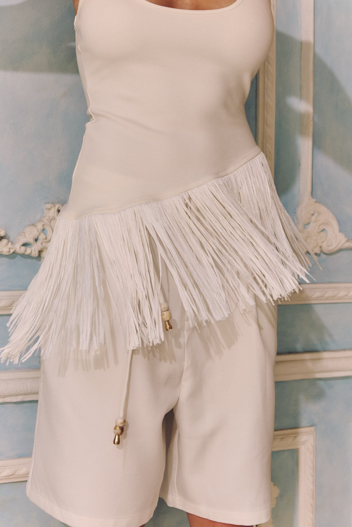 bubish Chiara Racerback Tassel Top White TASSEL TOP