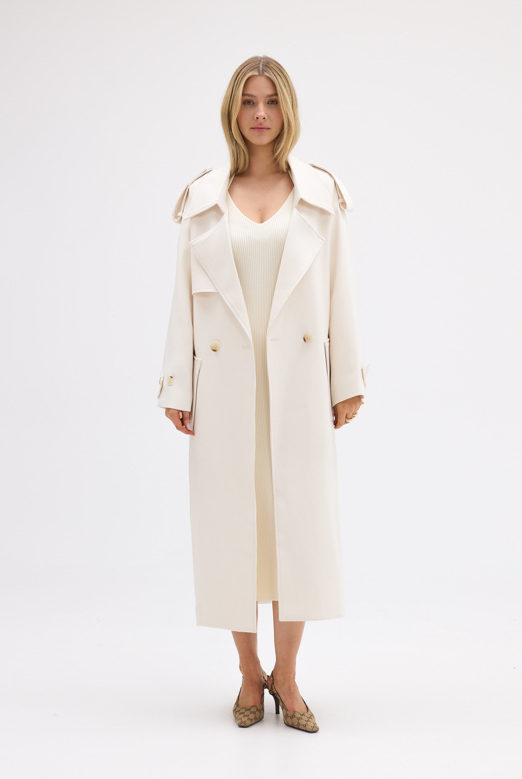 bubish Dillon Trench Coat Ivory JACKET