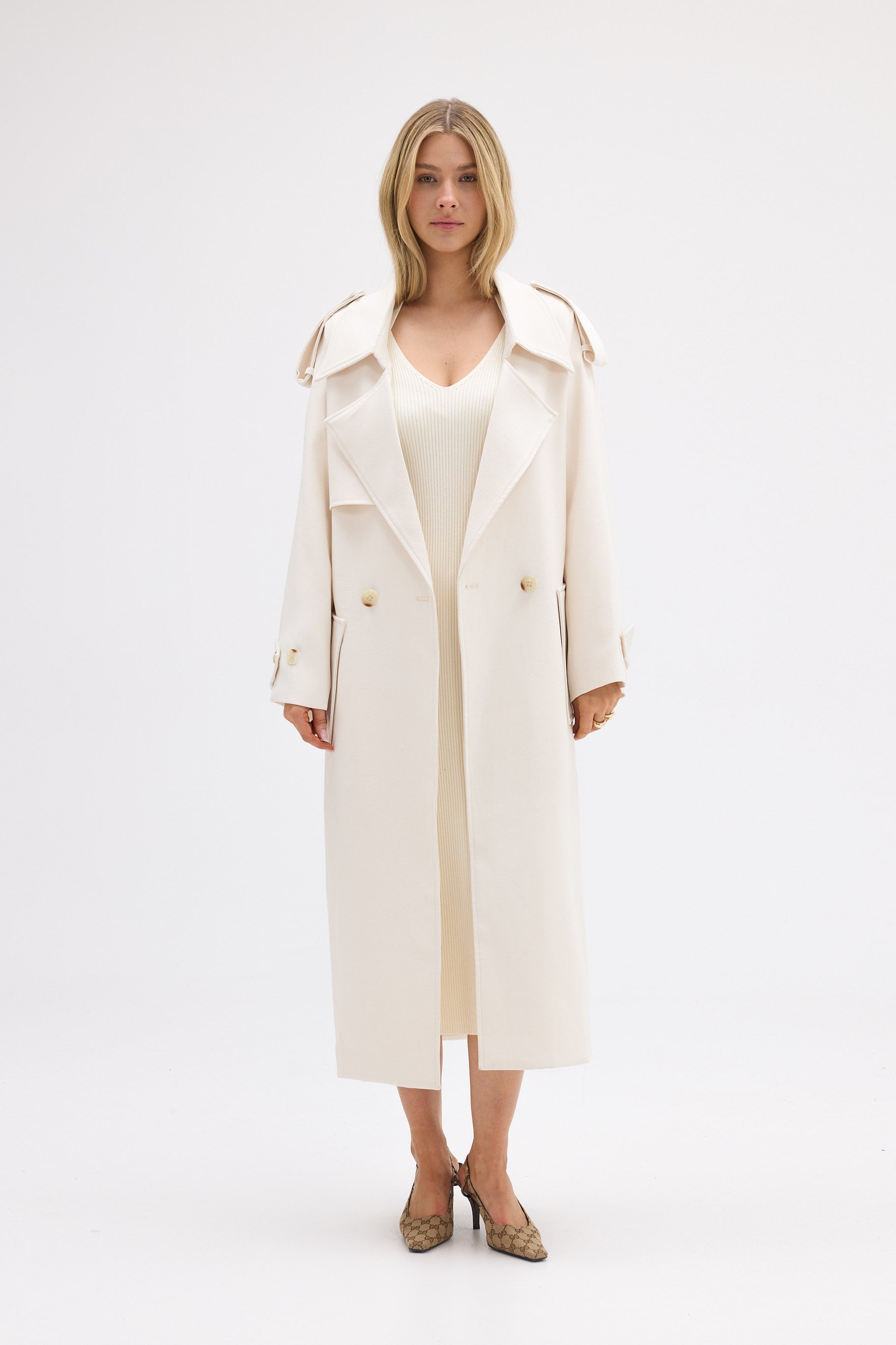 bubish Dillon Trench Coat Ivory JACKET