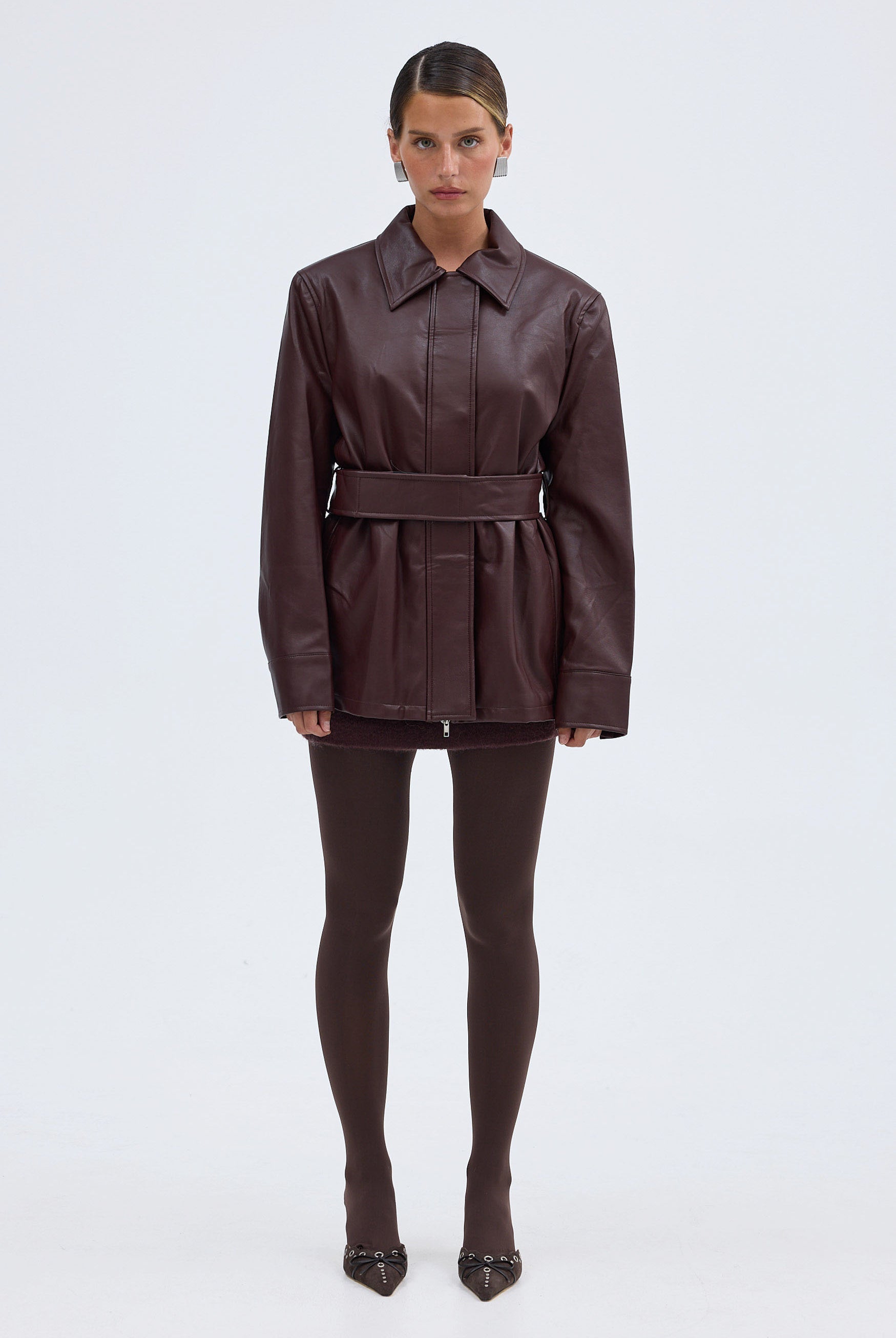 bubish Ellery Faux Leather Jacket Bordeaux FAUX LEATHER JACKET