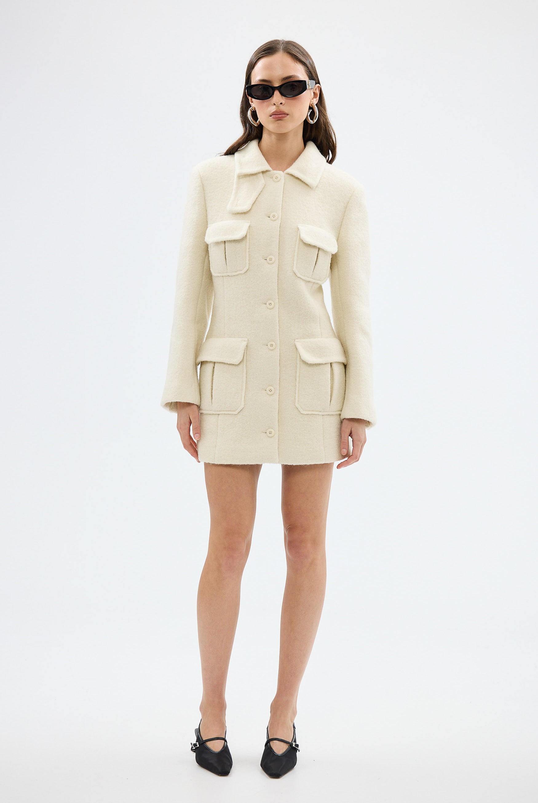 bubish Franca Wool Blazer Dress Ivory WOOL BLAZER DRESS