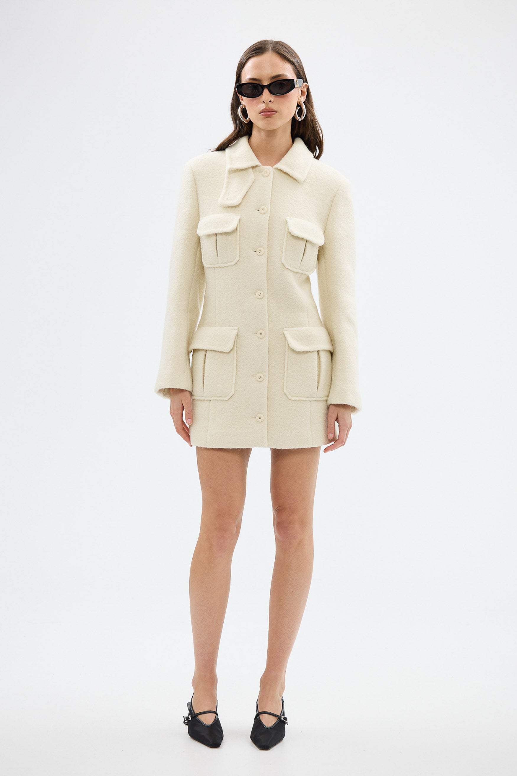 bubish Franca Wool Blazer Dress Ivory WOOL BLAZER DRESS
