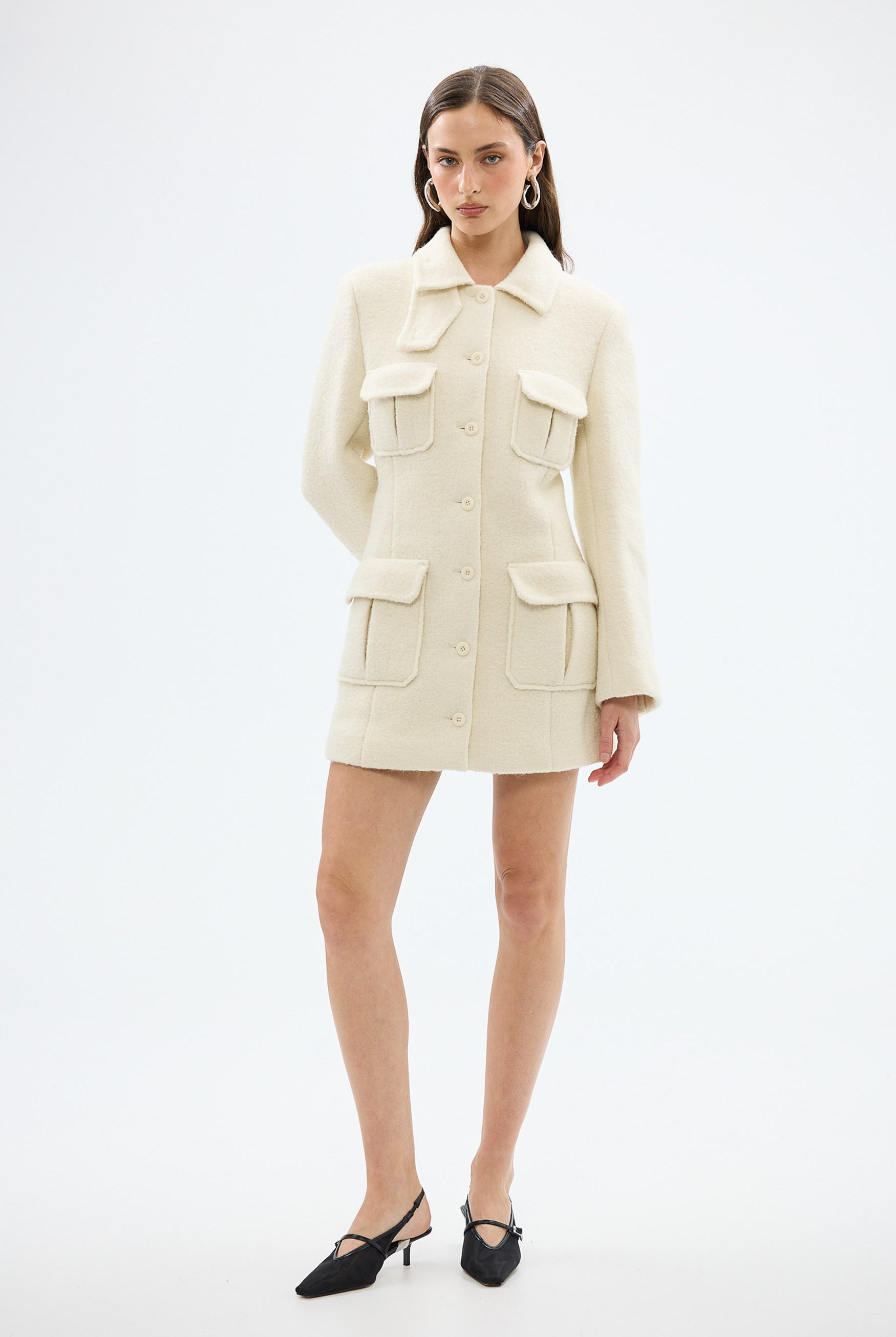 bubish Franca Wool Blazer Dress Ivory WOOL BLAZER DRESS