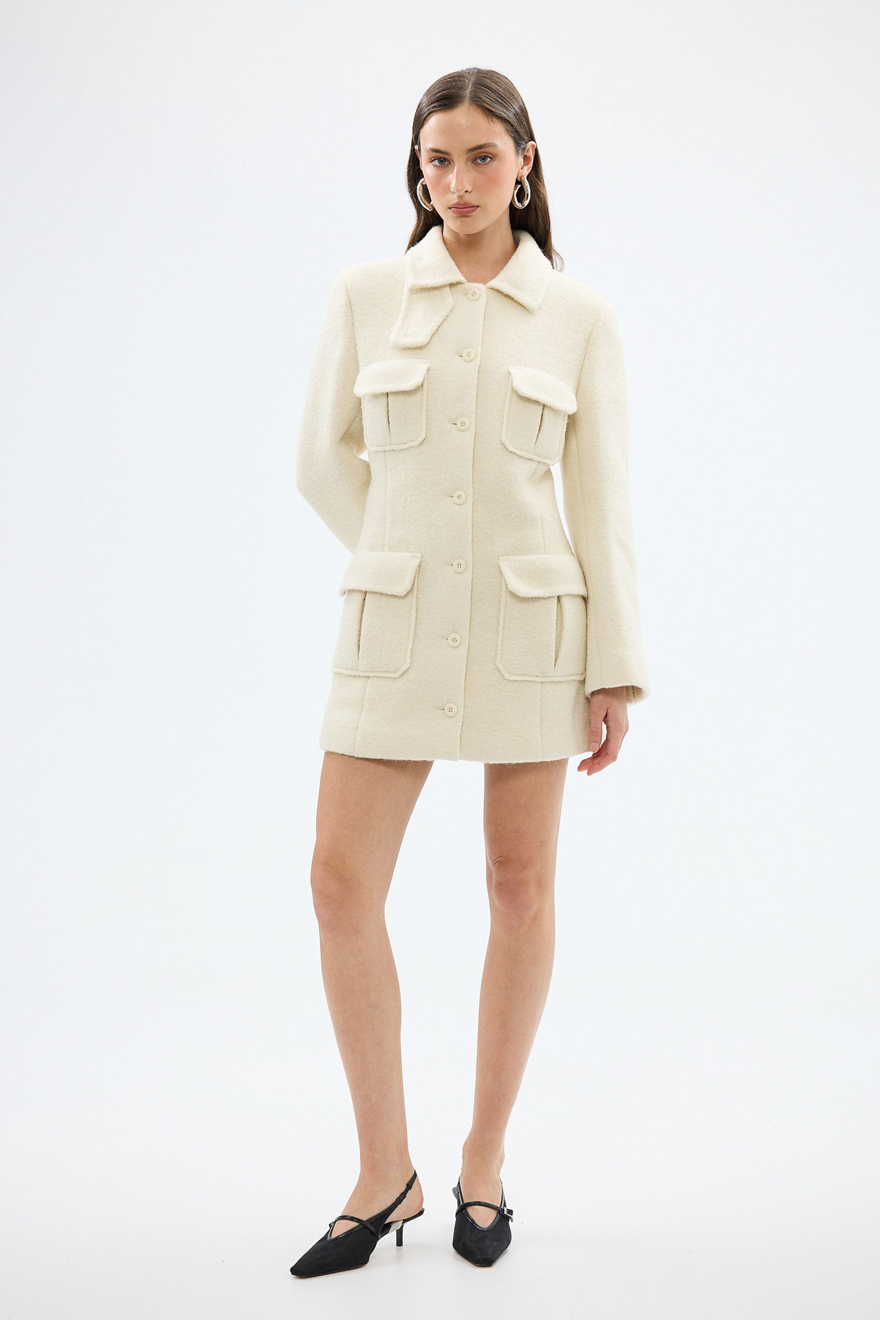 bubish Franca Wool Blazer Dress Ivory WOOL BLAZER DRESS